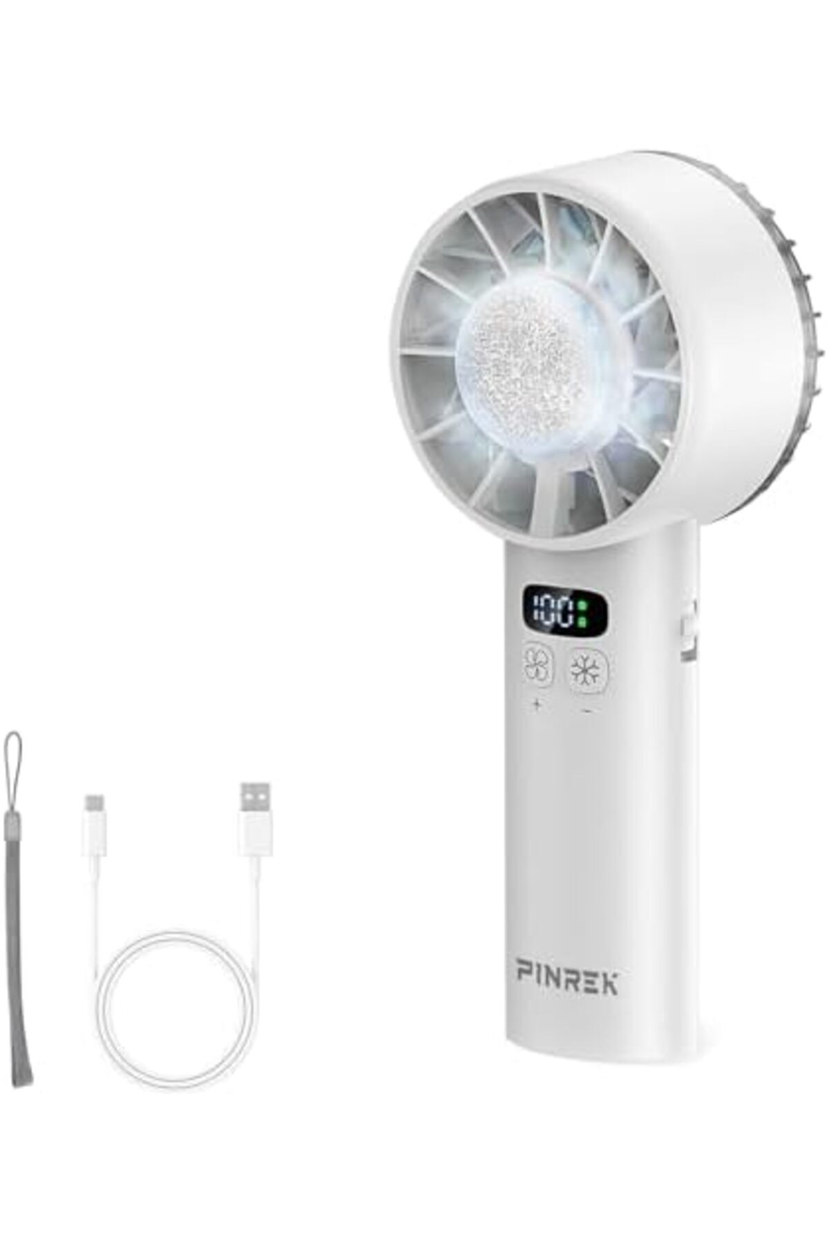 PINREK-New Upgrade Portable Handheld Fan with Cold Compress Function, Mini Desk Fan, Rechargeable Fan with 2