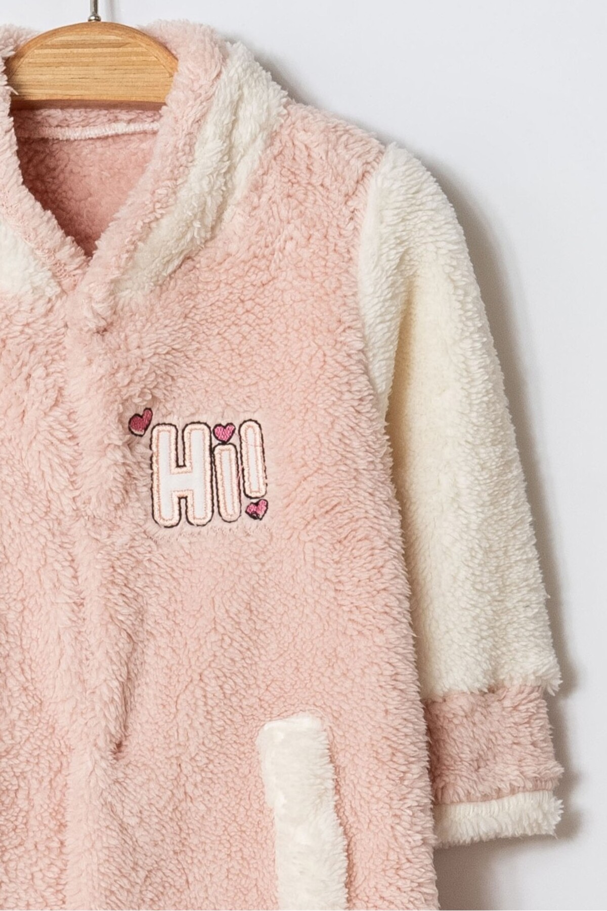 Chicsy Baby Kışlık Tatlı Welsoft Hi Yazılı Nakışlı Fermuarlı Alttan Çıtçıtlı Bebek Tulum fotoğrafı 3 (önizleme)