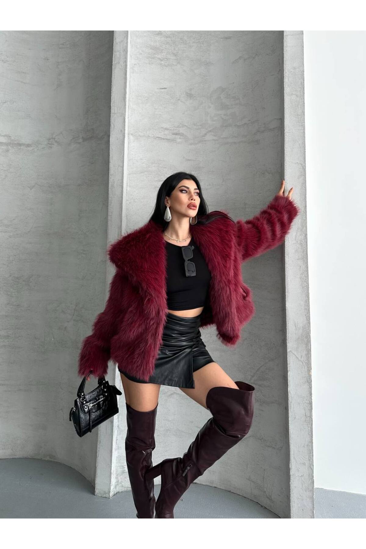 LOBOLIC  Kadın Yumuşak Dokunuşlu İçi Astarlı Oversize Premium - Görsel 4