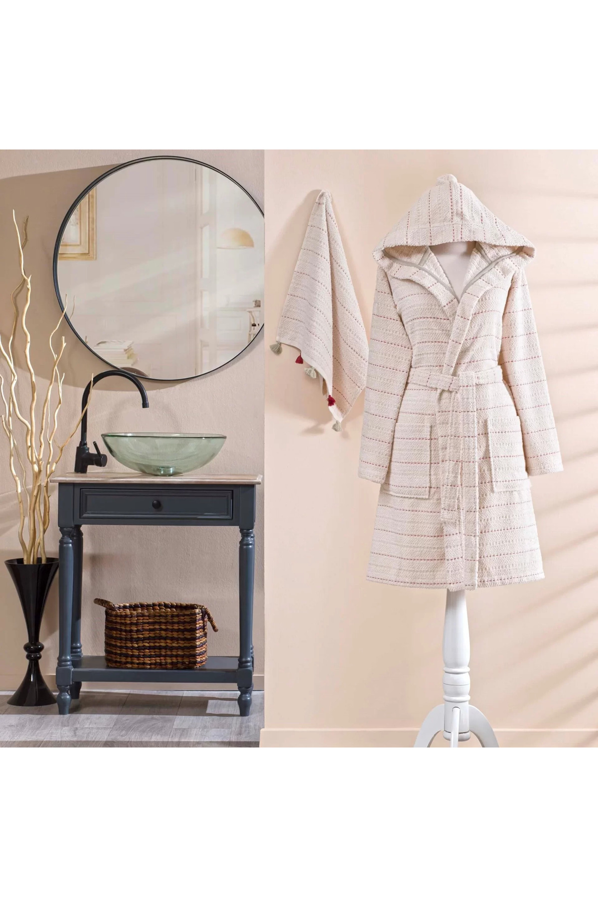 تاج ست حوله حمام نخی طبیعی سایز بزرگ/خیلی بزرگ