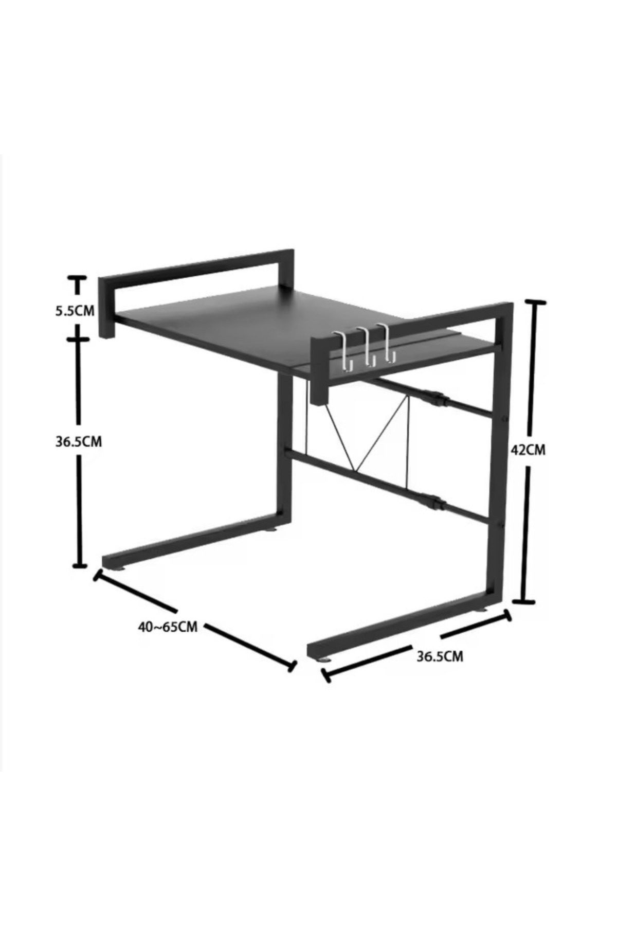 Choice-Extendable and Adjustable Microwave Organizer Rack with 3 Hooks 4