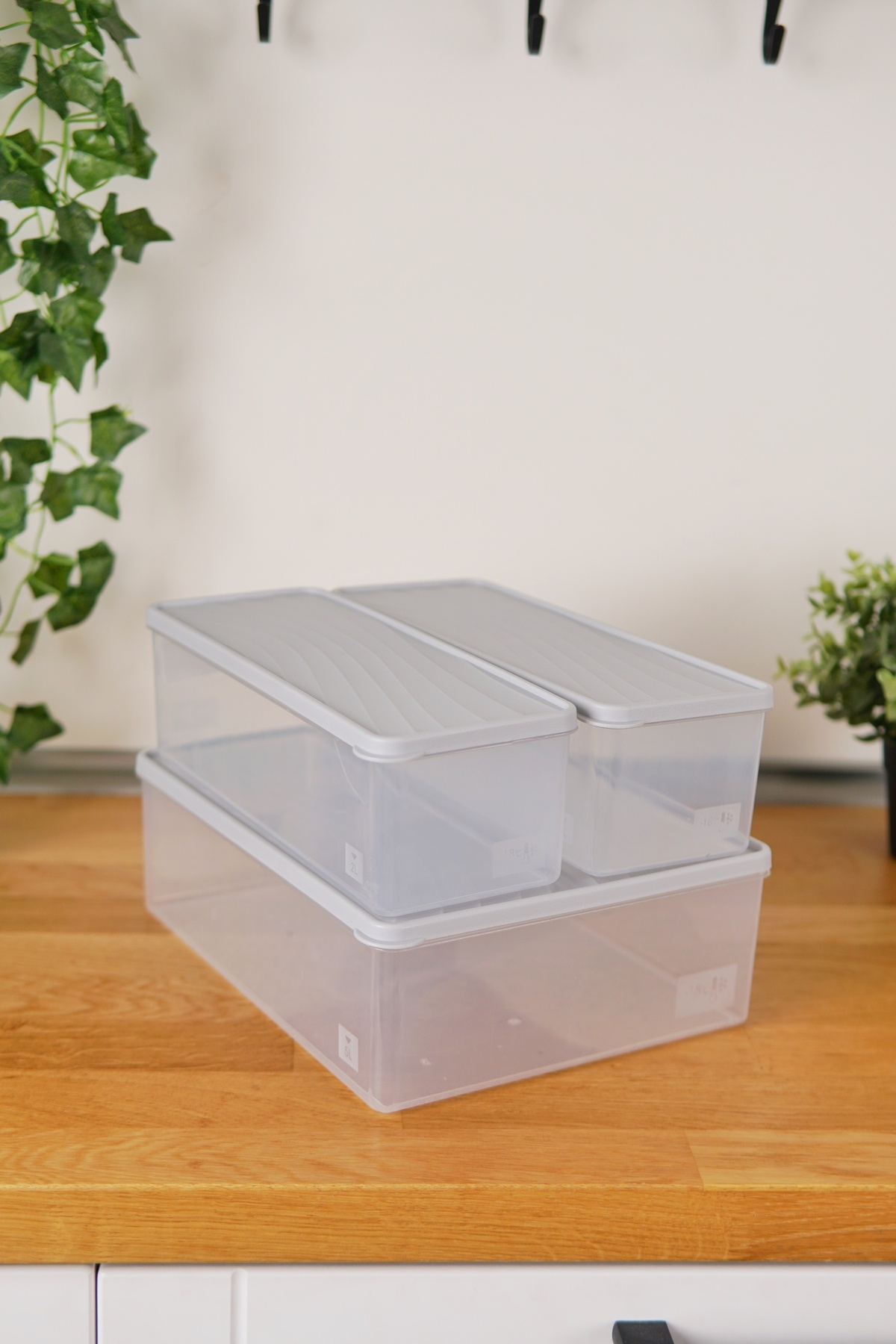 EVLE-Deep Freezer Storage Container Set of 3 (5 Lt + 2 X 2 Lt), Gray 4