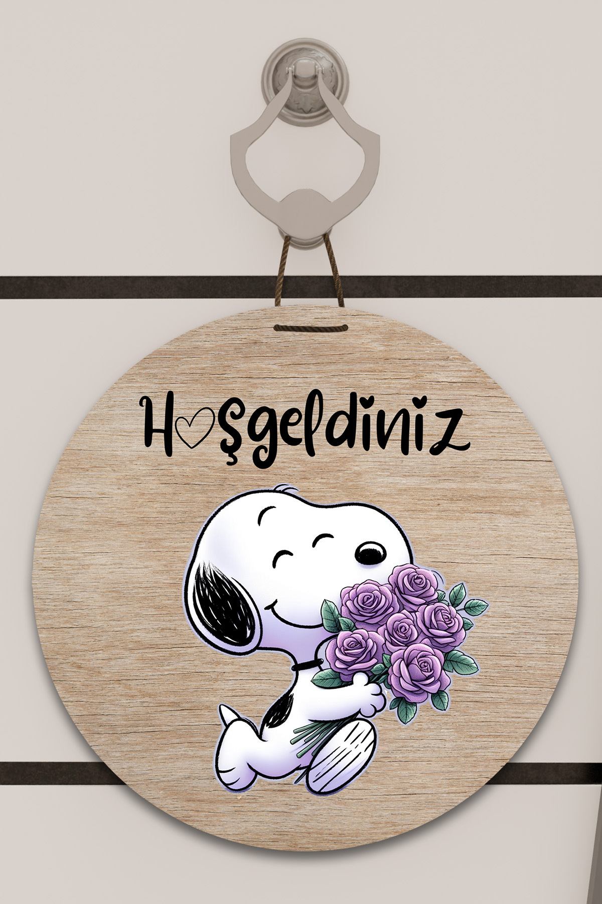 Digital Print Light Wood, Standard, Snopy Welcome Theme, Door ornament, Wall Ornament
