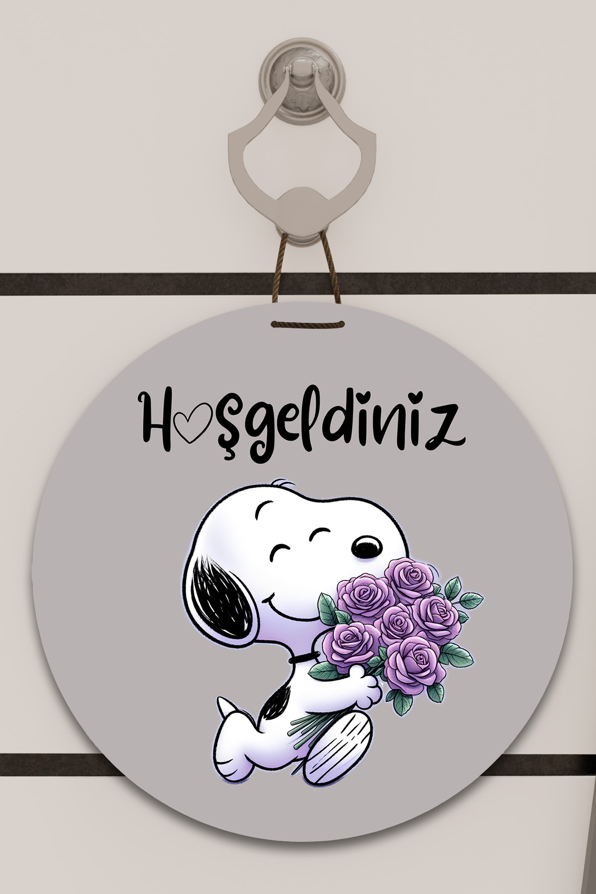 Digital Print Grey, Standard, Snopy Welcome Theme, Door ornament, Wall Ornament