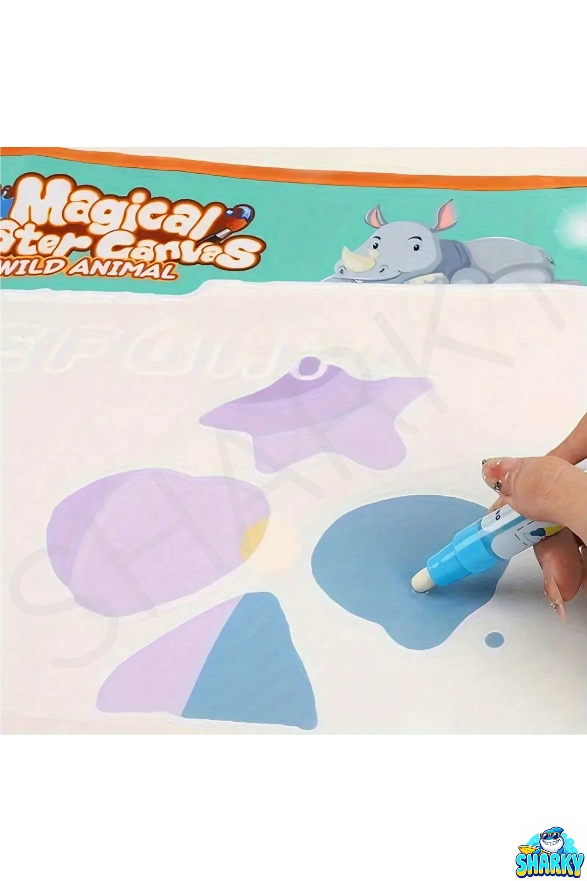 SHARKY Vahşi Orman Hayvanları Temalı Sulu Sihirli Boyama Halısı - Özel Sulu Kalem Ile Water Painting Su Mat fotoğrafı 5 (önizleme)