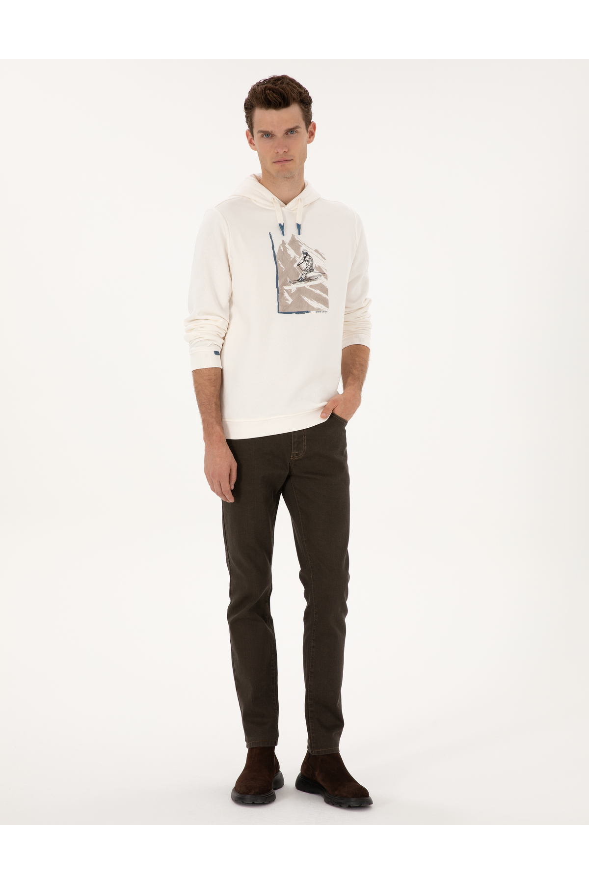 شلوار جین قهوه‌ای اسلیم فیت ۵۰۳۱۵۳۰۲-VR163 پیر کاردین شلوار جین Pierre Cardin