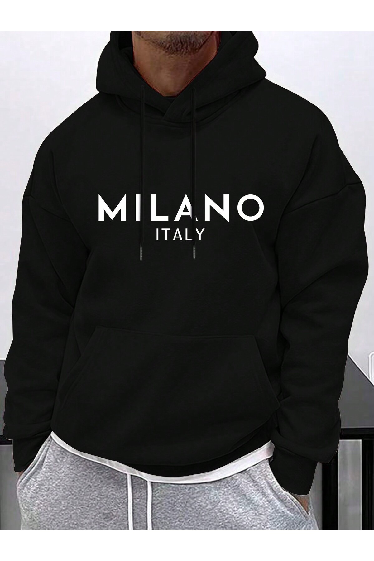 EYAX MODA UNISEX BÜYÜK BEDEN BASKILI KAPŞONLU SWEATSHIRT görsel 2