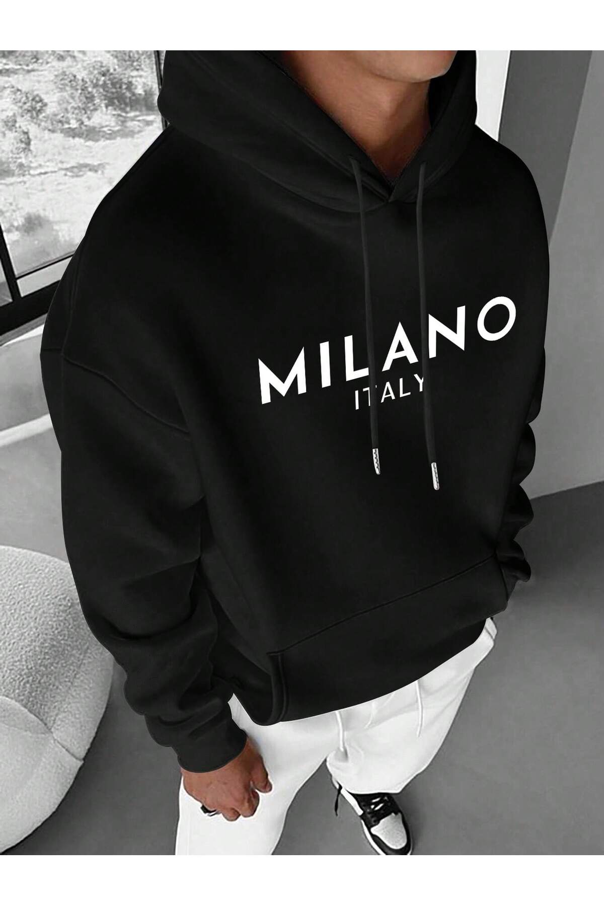 EYAX MODA UNISEX BÜYÜK BEDEN BASKILI KAPŞONLU SWEATSHIRT