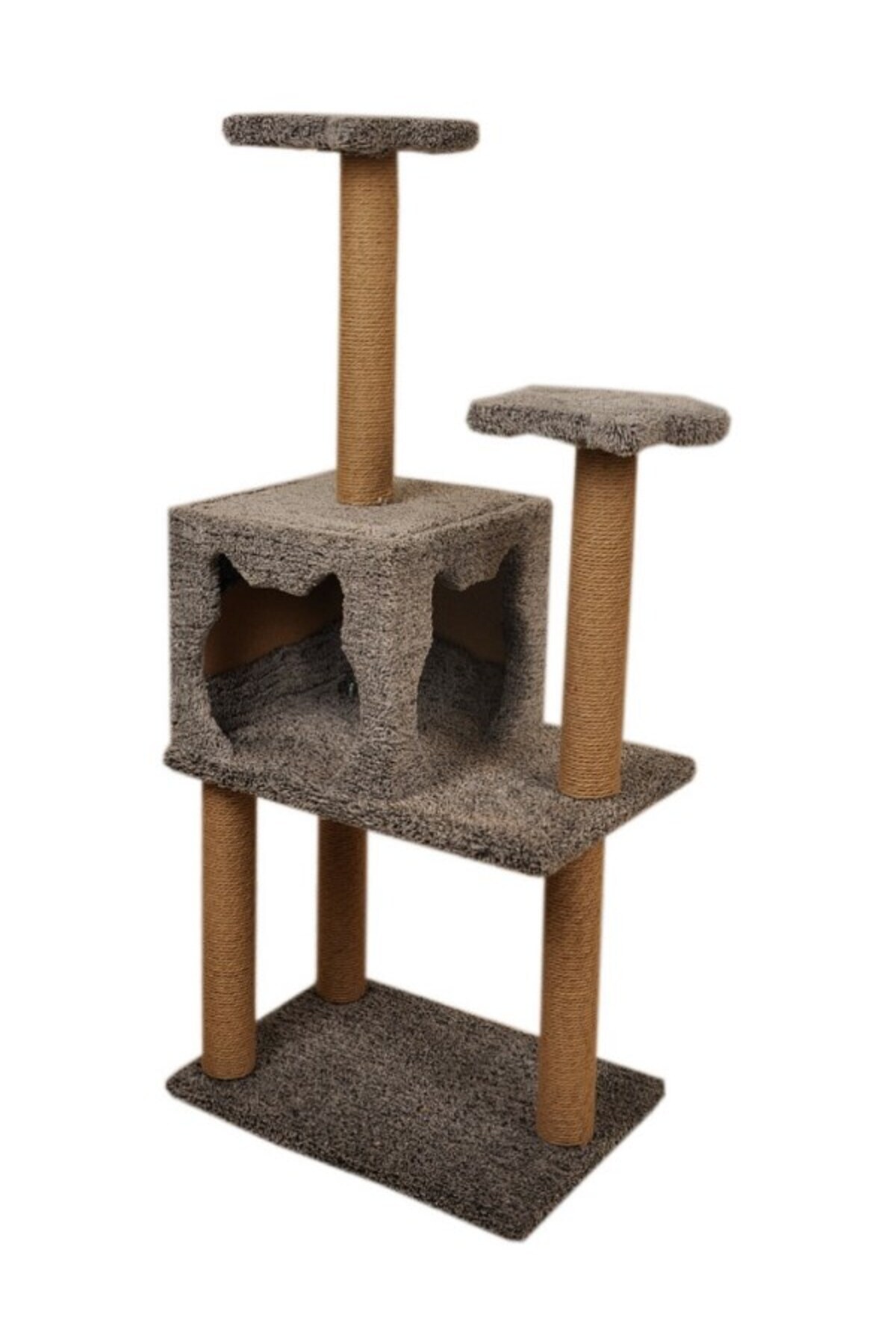 SENNEDİLERSEN-Luxury Cat Scratching Platform with Three-Layer Slots and Cat Play House 3