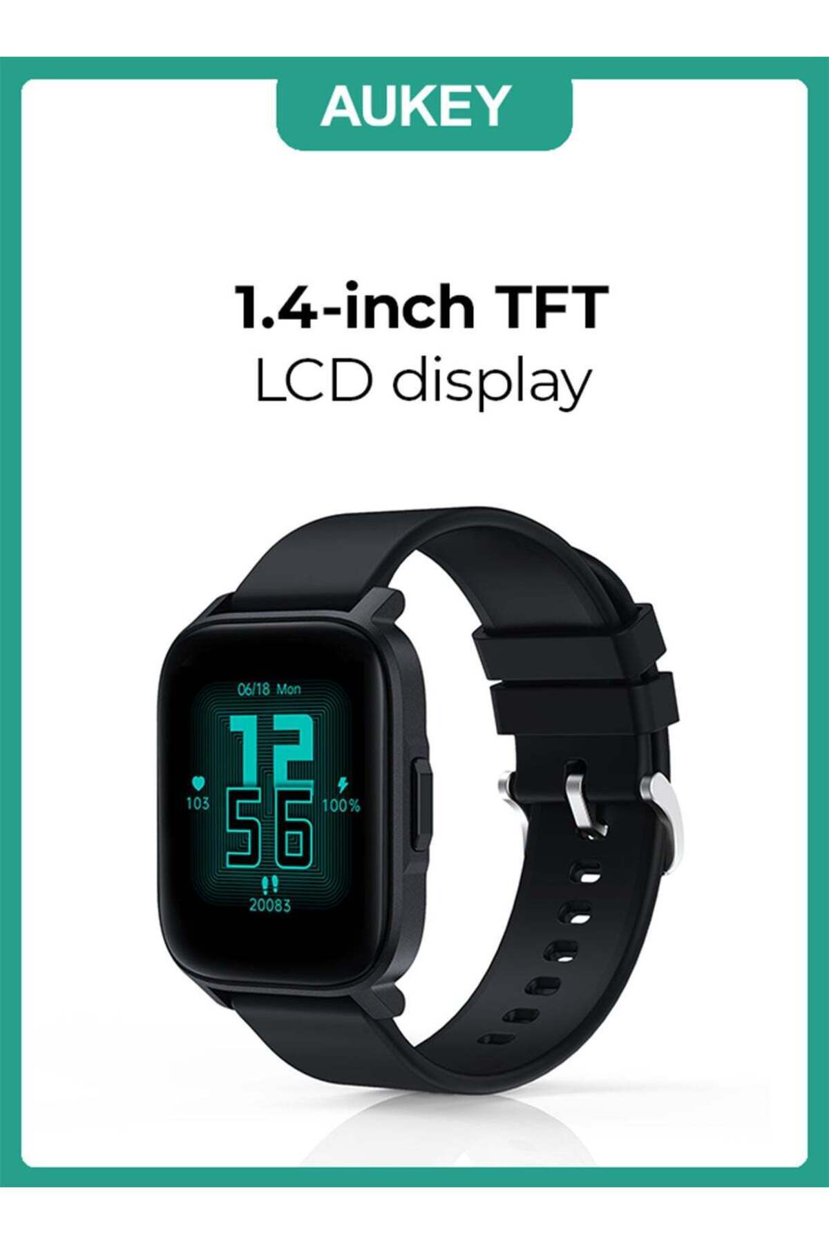 AUKEY-Smartwatch with Calling Function, 1.4-inch TFT LCD display, IP68 Waterproof, 12 Days Battery L 1