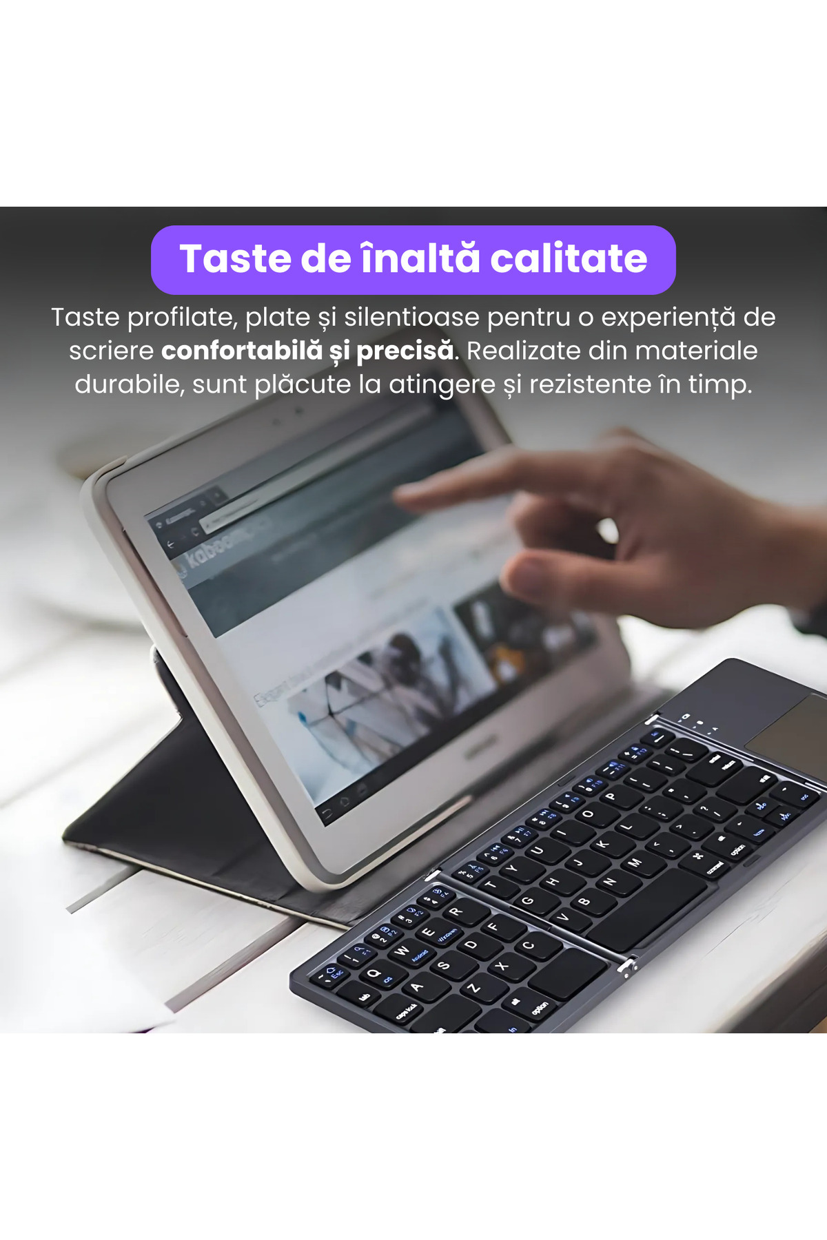 BRAGUS-Ultra-thin foldable keyboard, touchpad, wireless and compatible with Android, iOS, Smart TV, black 5