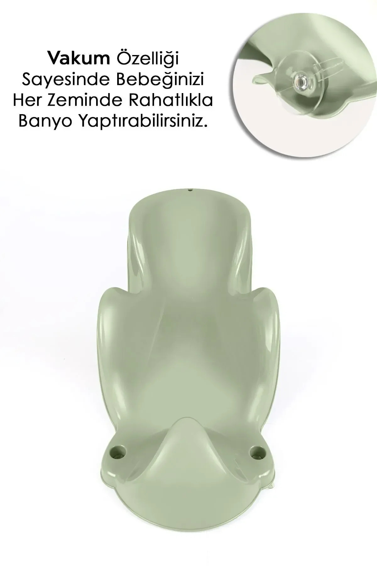 Meleni Baby 4'lü Bebek Banyo Seti - Bebek Yıkama Küveti - Vakumlu Yıkama Aparatı - Su Kovası - Maşrapa - Yeşil fotoğrafı 6 (önizleme)
