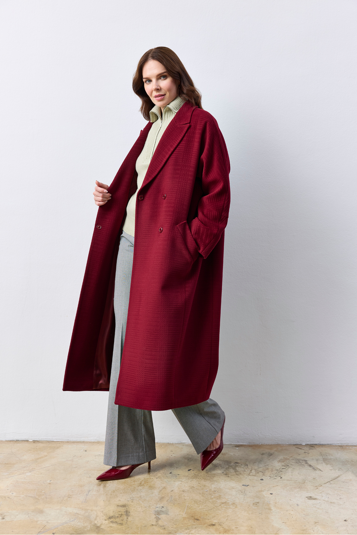 KENT Oversize Mürdüm Kaban görsel 2