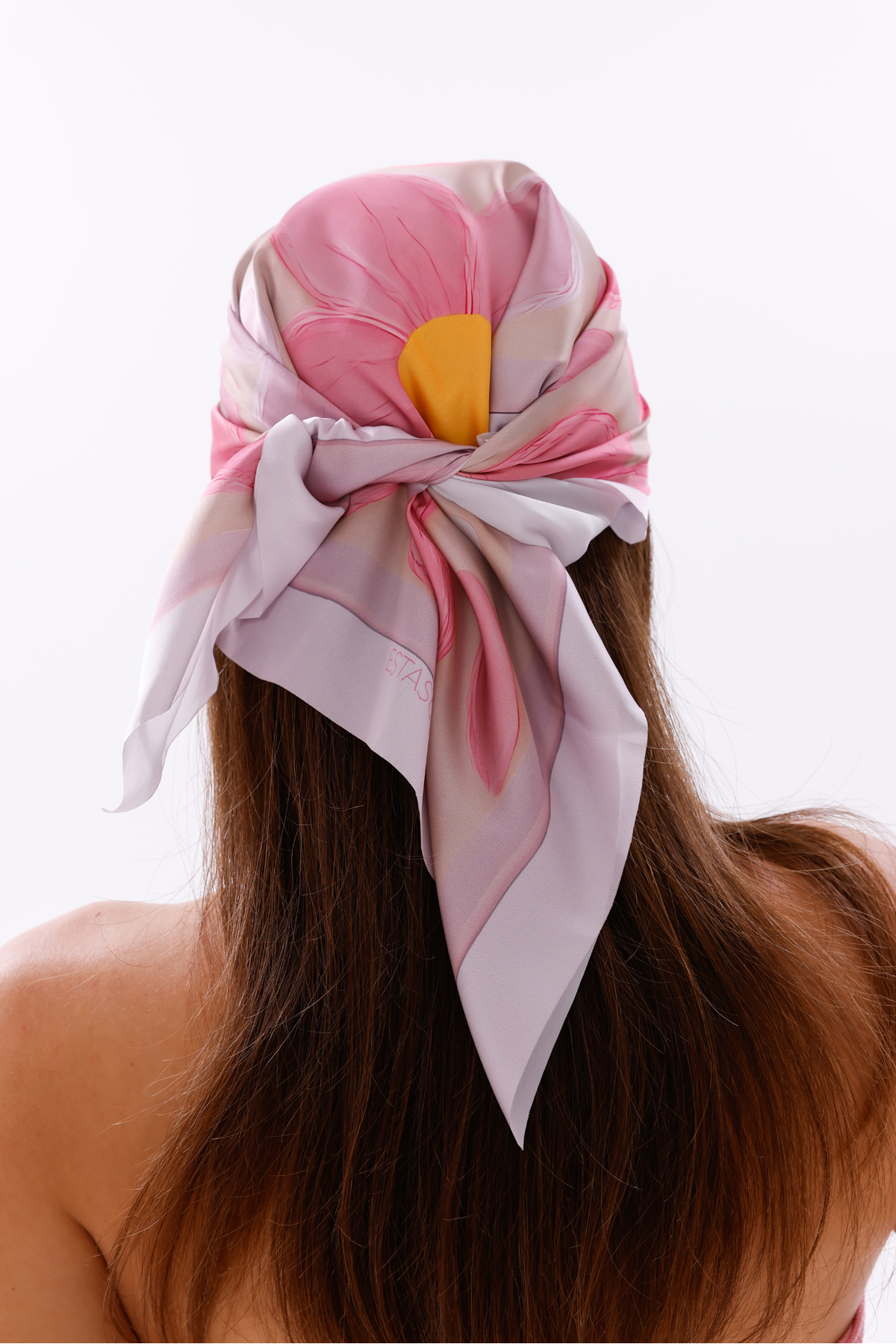 tarzınısec Pembe Rüya Çiçekleri Model Fular Bandana Şal Estascarf 70x70 Cm görsel 4