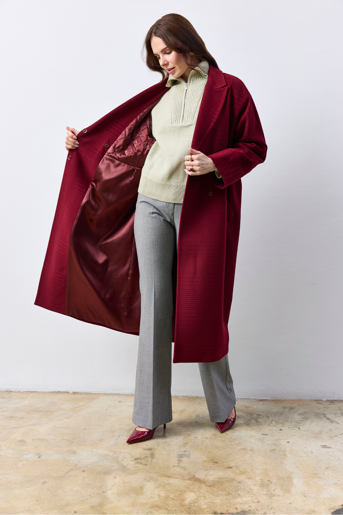 KENT Oversize Mürdüm Kaban görsel 5