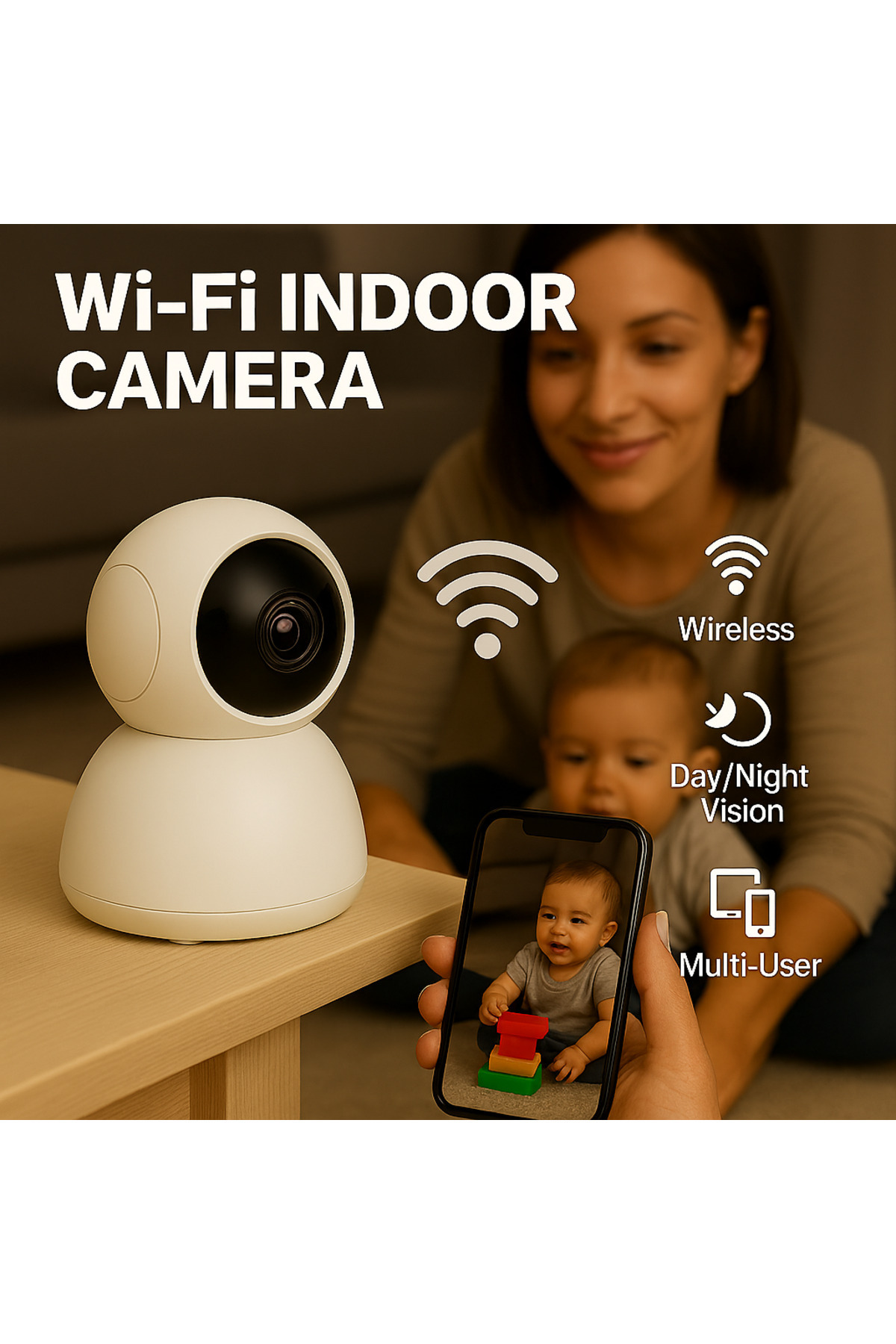 Rose AHD-20600 Wi-Fi Kamera HD Görüntü Gece Görüş Hareket Algılama Sesli Takip fotoğrafı 3 (önizleme)