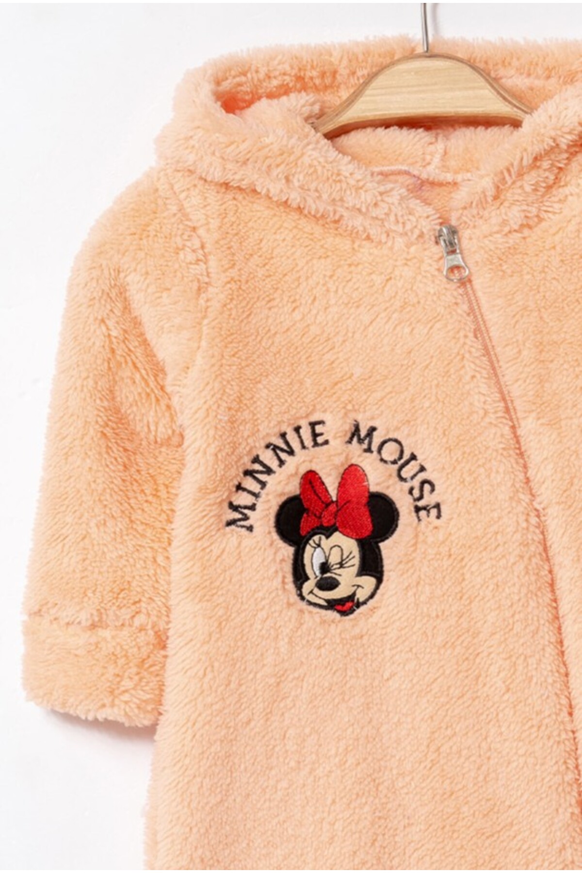 Chicsy Baby Kışlık Tatlı Welsoft Minnie Mouse Nakışlı Fermuarlı Kapüşonlu Bebek Tulum fotoğrafı 2 (önizleme)