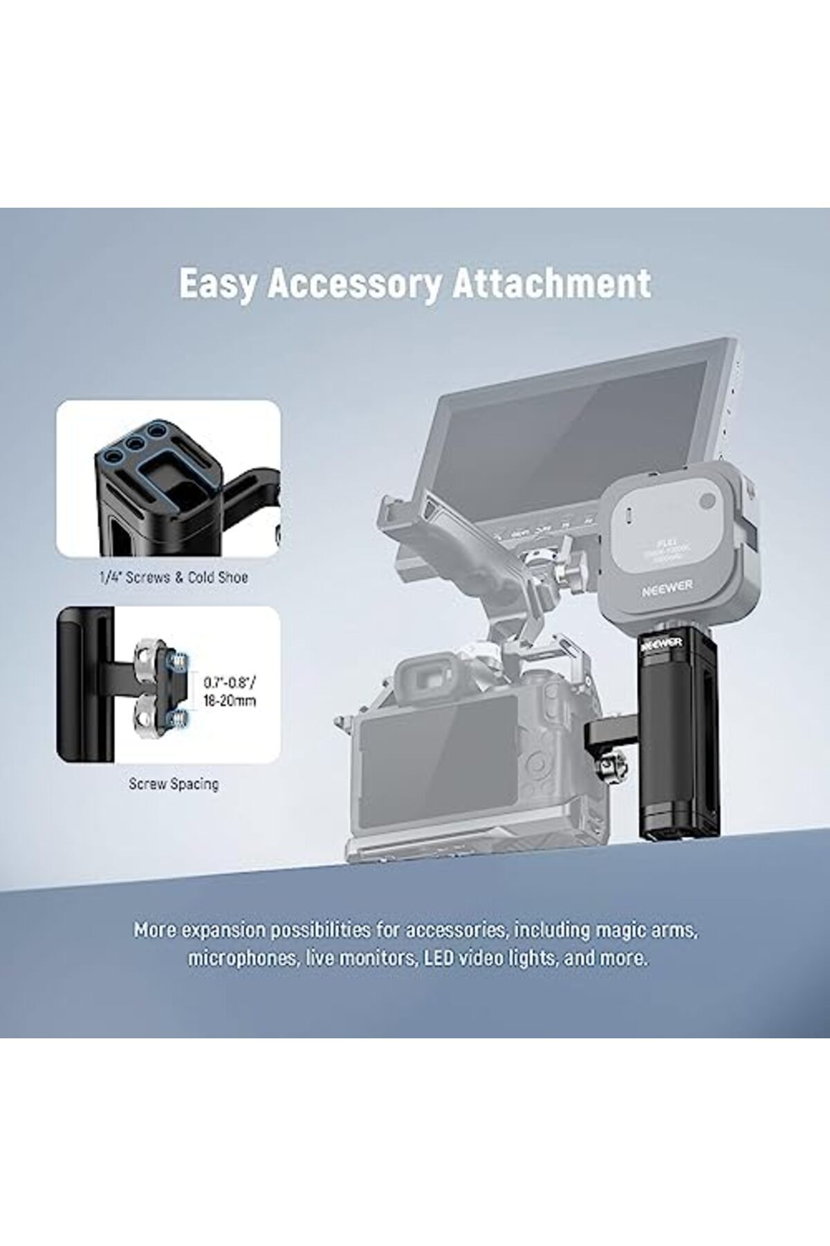 NEEWER-Side Handle Compatible with SmallRig Camera Cage, Lightweight Camera Handle Rig with D 6
