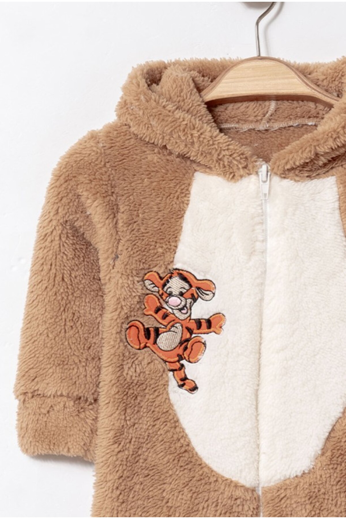 Chicsy Baby Kışlık Tatlı Kaplan Nakışlı Fermuarlı Welsoft Bebek Tulum fotoğrafı 2 (önizleme)