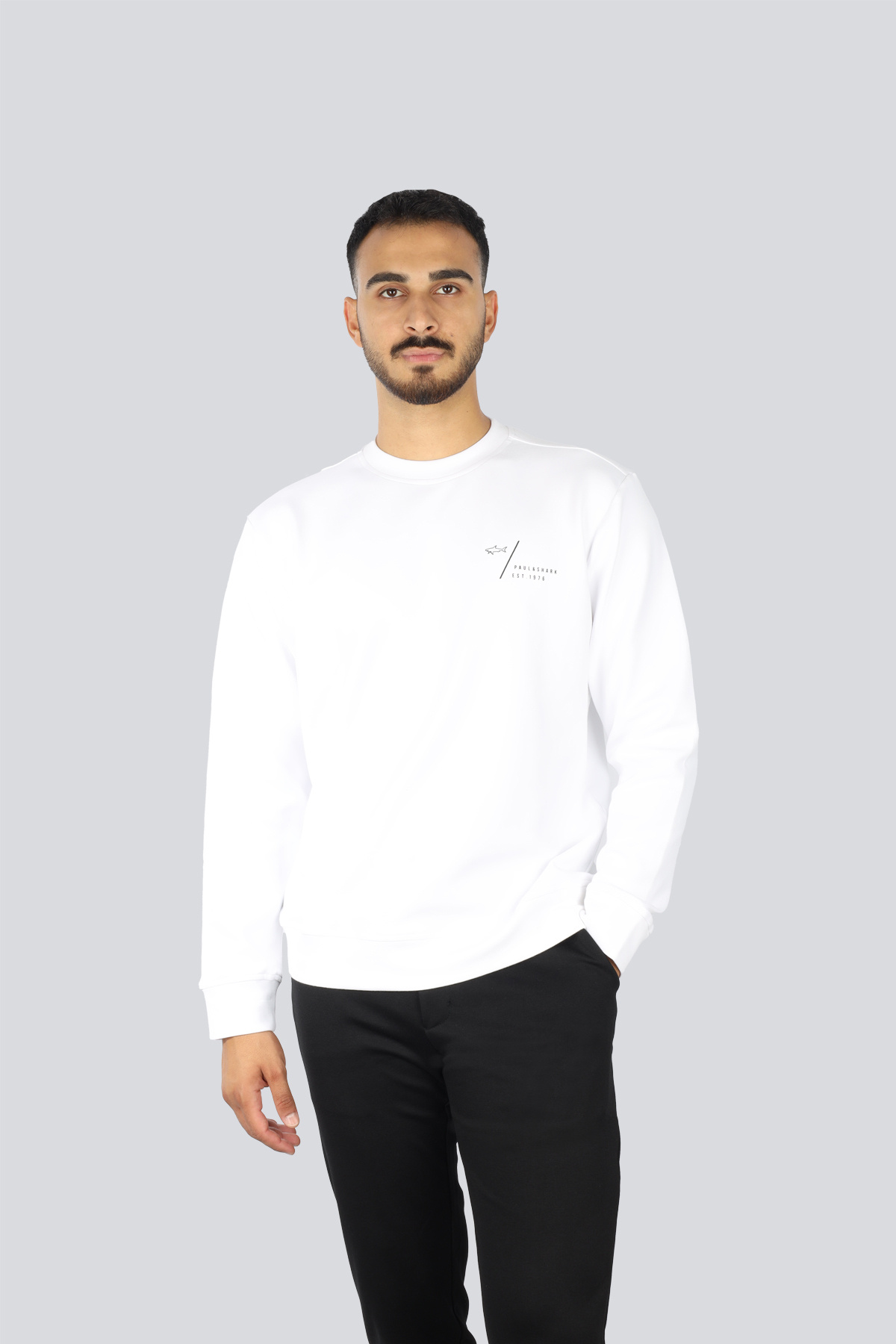 پال اند شارک سویشرت مردانه طرح‌دار یقه گرد طرح‌دار نخی آستین بلند سفید کد ۱۵۳۱۱۸۶۱-۰۱۰