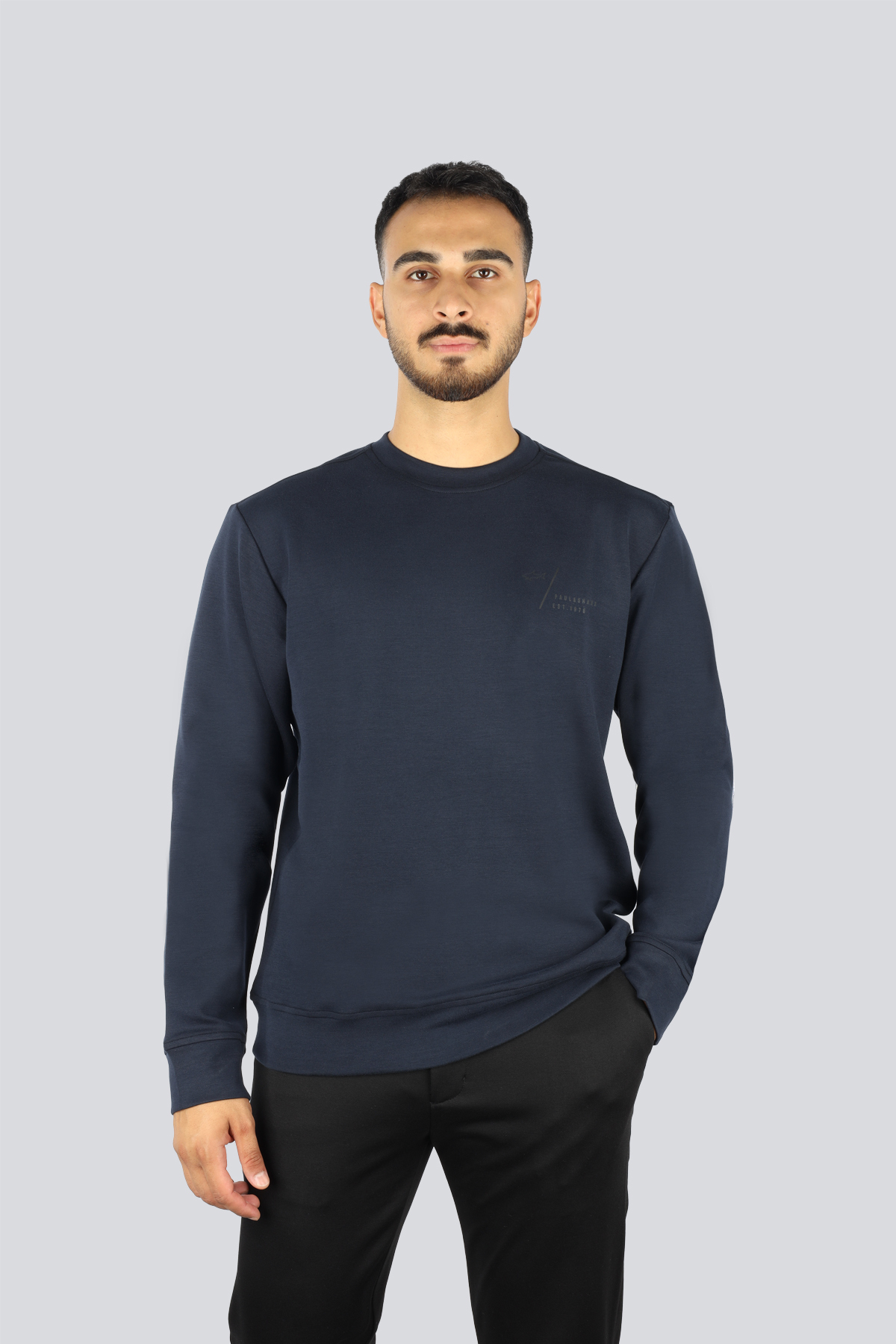 پال اند شارک سویشرت مردانه طرح‌دار یقه گرد نخی آستین بلند سرمه‌ای کد 15311861-050