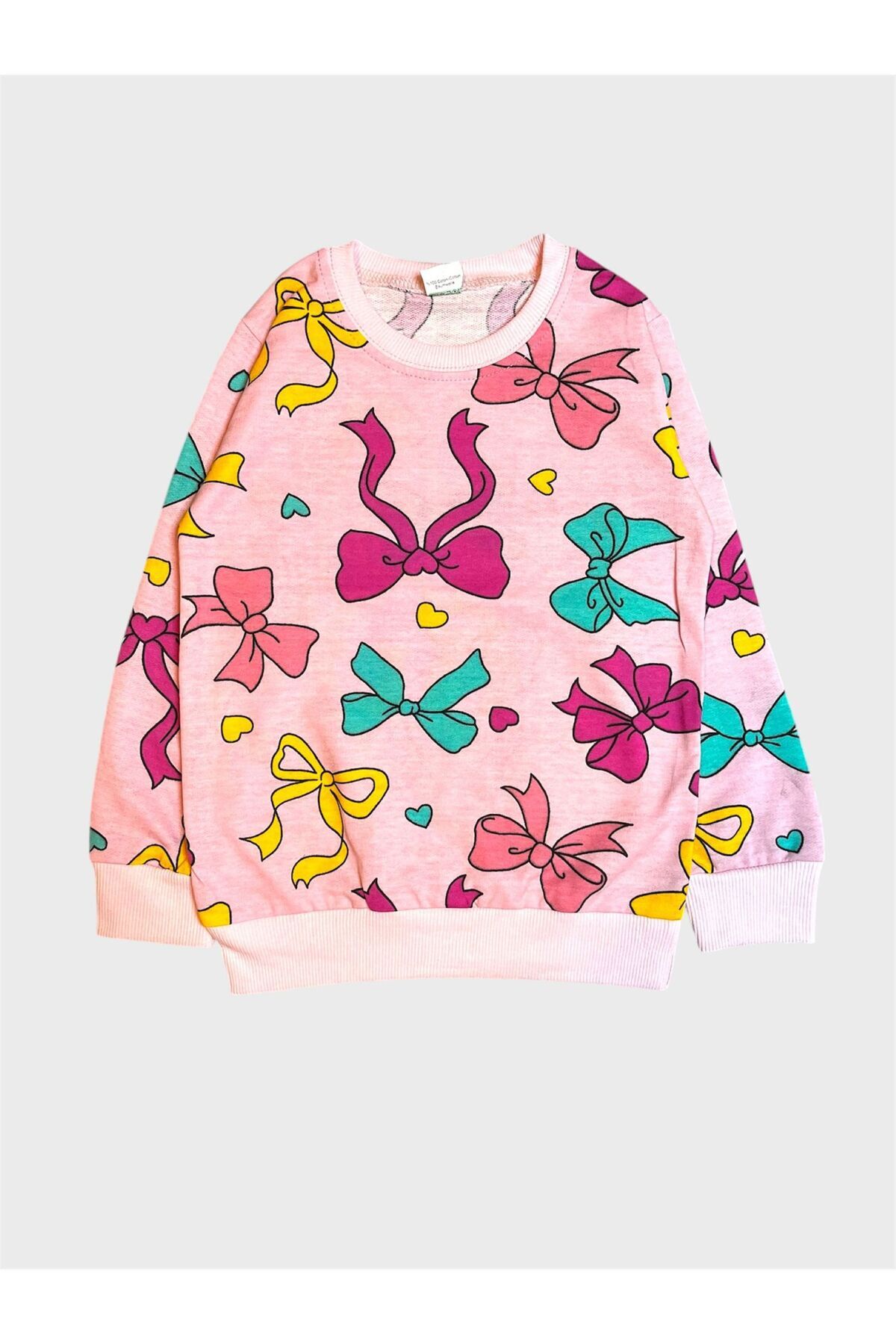 ALİŞ KİDS Kız Çocuk Pamuklu Şardonlu Pembe Kurdele Desenli Uzun Kollu Pijama Takımı fotoğrafı 4 (önizleme)