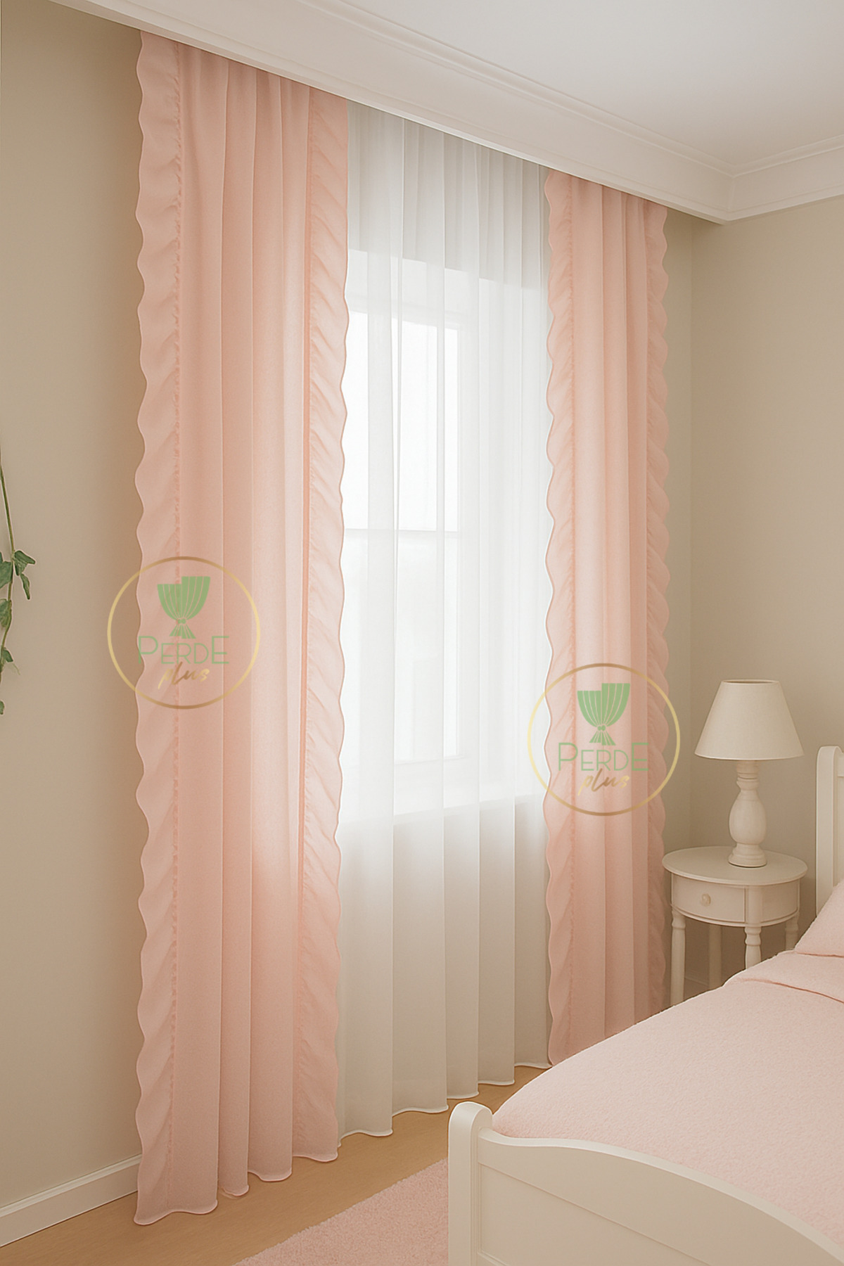 Perdeplus-Ruffled Linen Tulle Curtain / Single Panel / Cornice and Rustic Compatible 2
