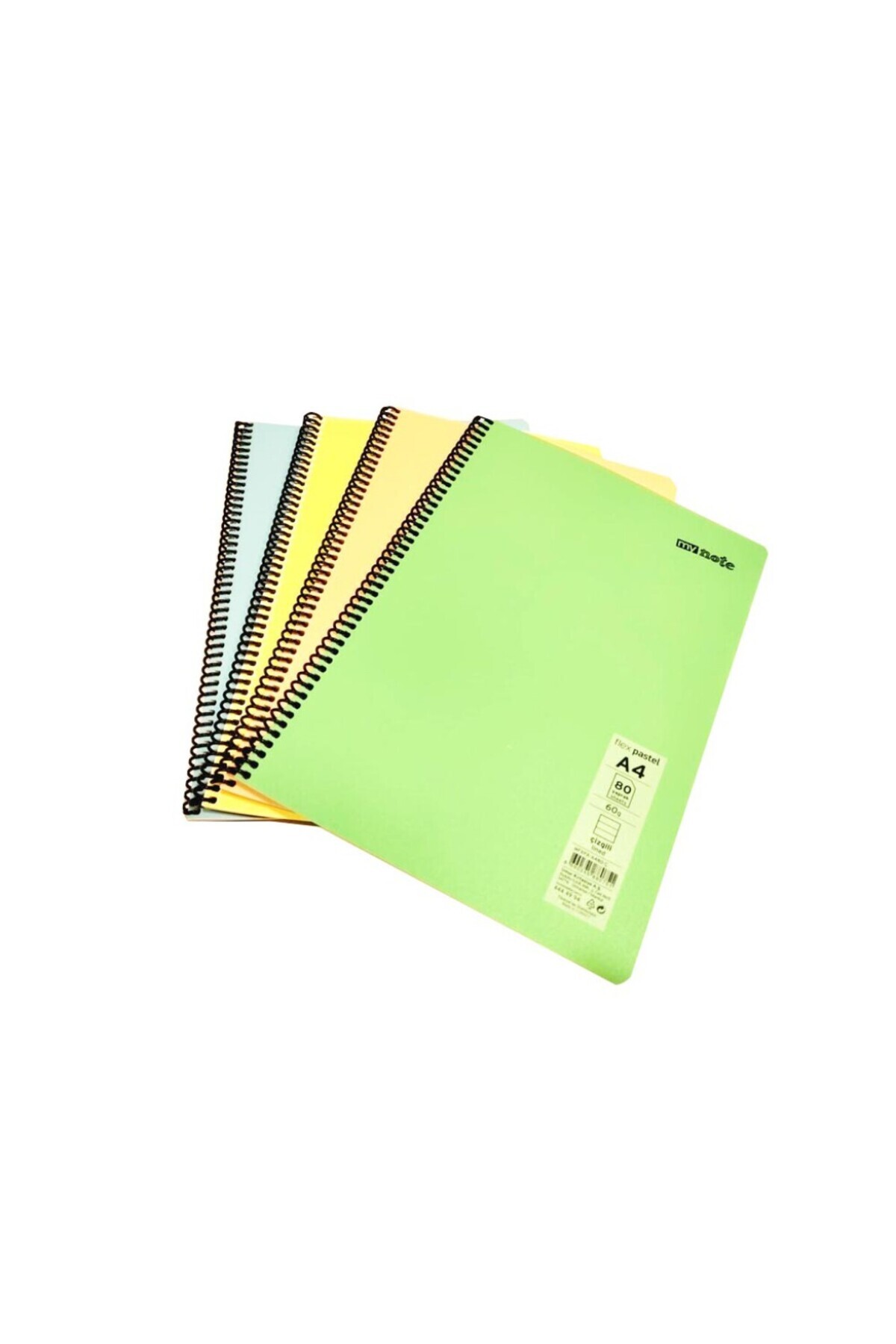 Mynote-Flex Pastel Notebook Pp Cover Spiral Bound 80 Sheets Lined Set of 4 1