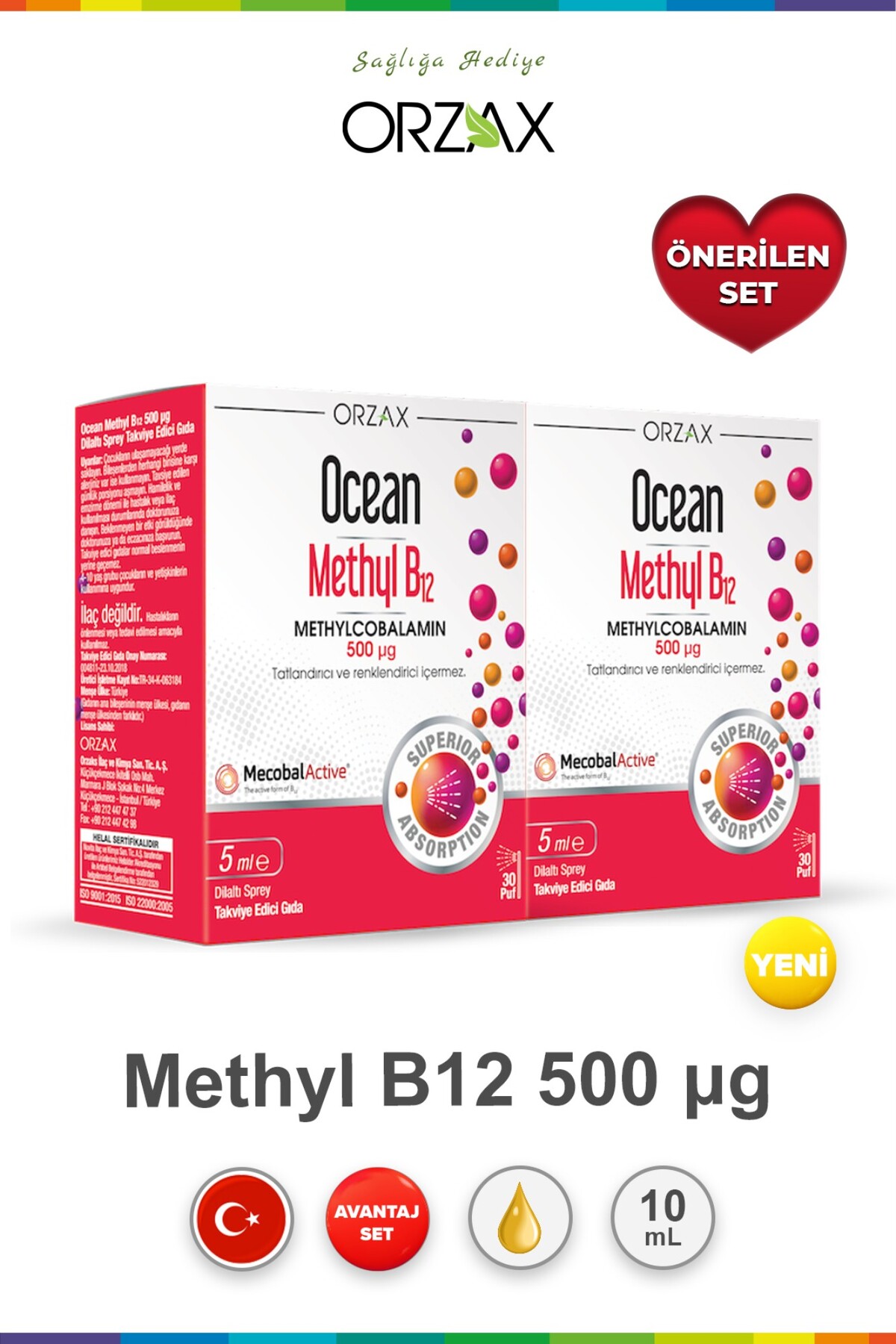 Orzax Ocean Methyl B12 Sprey 500 mcg 5 ml 2 Adet - Fiyatı, Yorumları