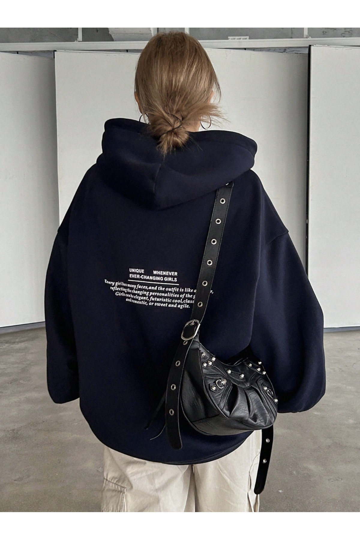 COHERENT Yeni Sezon - Unisex Kadın/Erkek UNIQUE Özel Baskılı Renkli Oversize KAPÜŞONLU Pamuklu Sweatshirt görsel 7