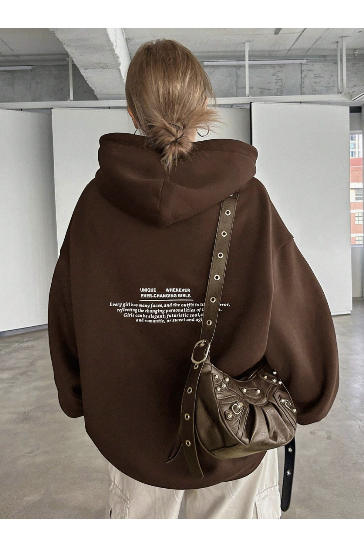 COHERENT Unisex Kadın/Erkek UNIQUE Özel Baskılı Renkli Oversize KAPÜŞONLU Pamuklu Sweatshirt