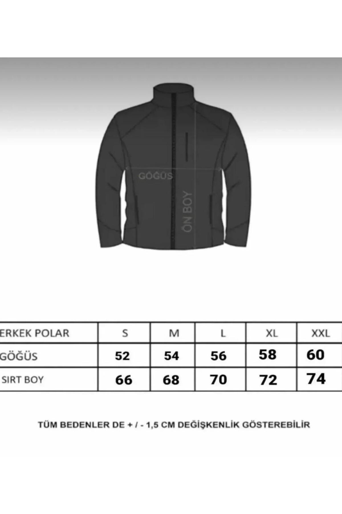Erkek Polar Tam Fermuarlı 3 Cepli Outdoor Kalın Polar Ceket — مشکی behkalnsyhpol — تصویر 2 از 2