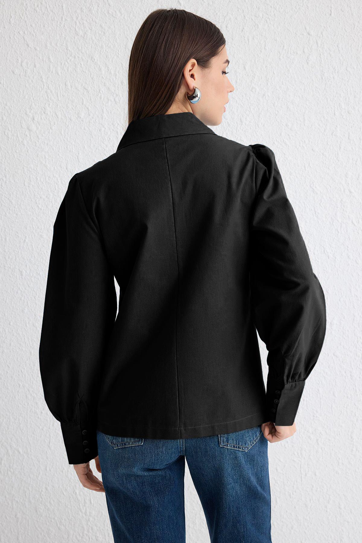 Trendyolmilla  Siyah Gömlek TWOSS20GO0065 - Görsel 5