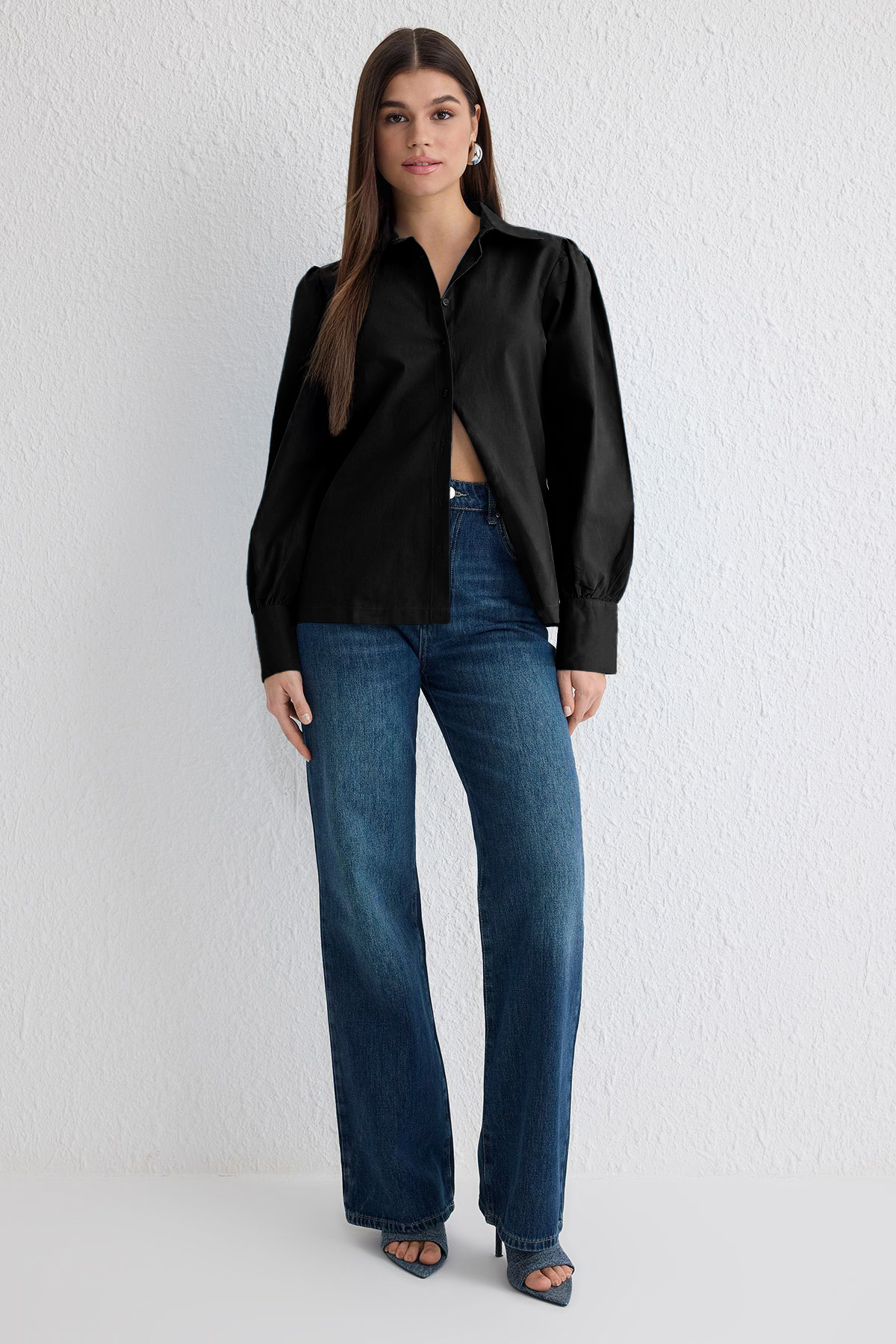 Trendyolmilla  Siyah Gömlek TWOSS20GO0065 - Görsel 2