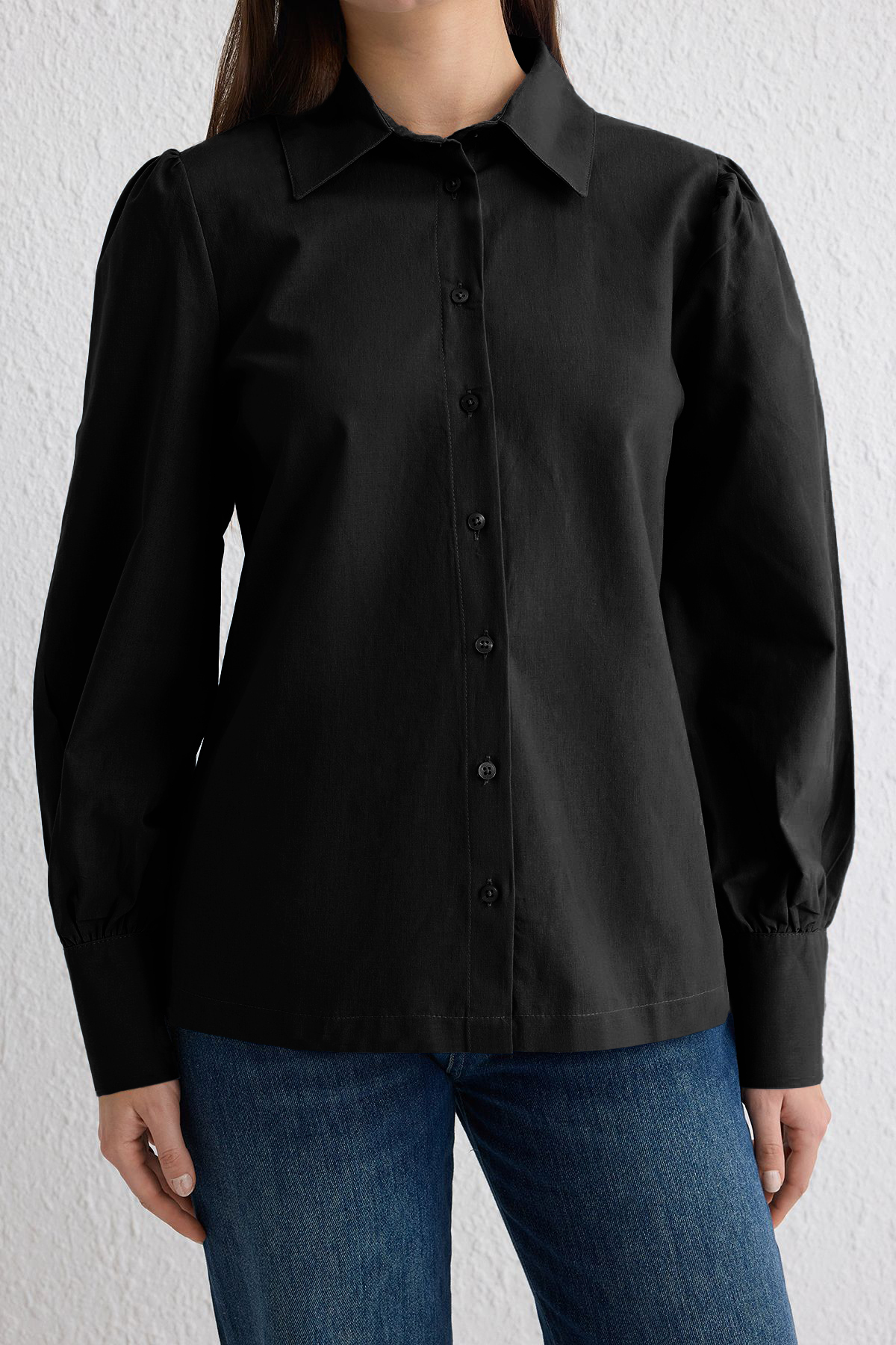 Trendyolmilla  Siyah Gömlek TWOSS20GO0065 - Görsel 3