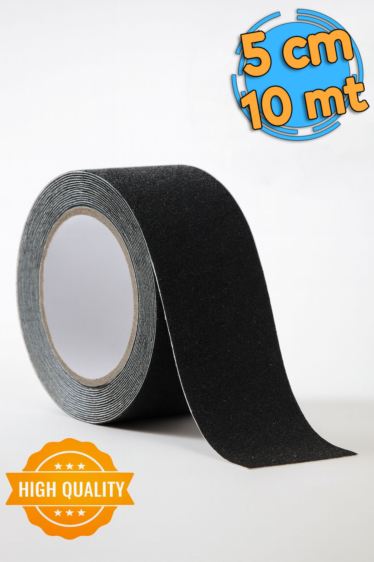 Badem10 Merdiven Zemin Kaydırmaz Bant (5 CM X 10 METRE) Yapışkanlı Kaymaz Bant Siyah