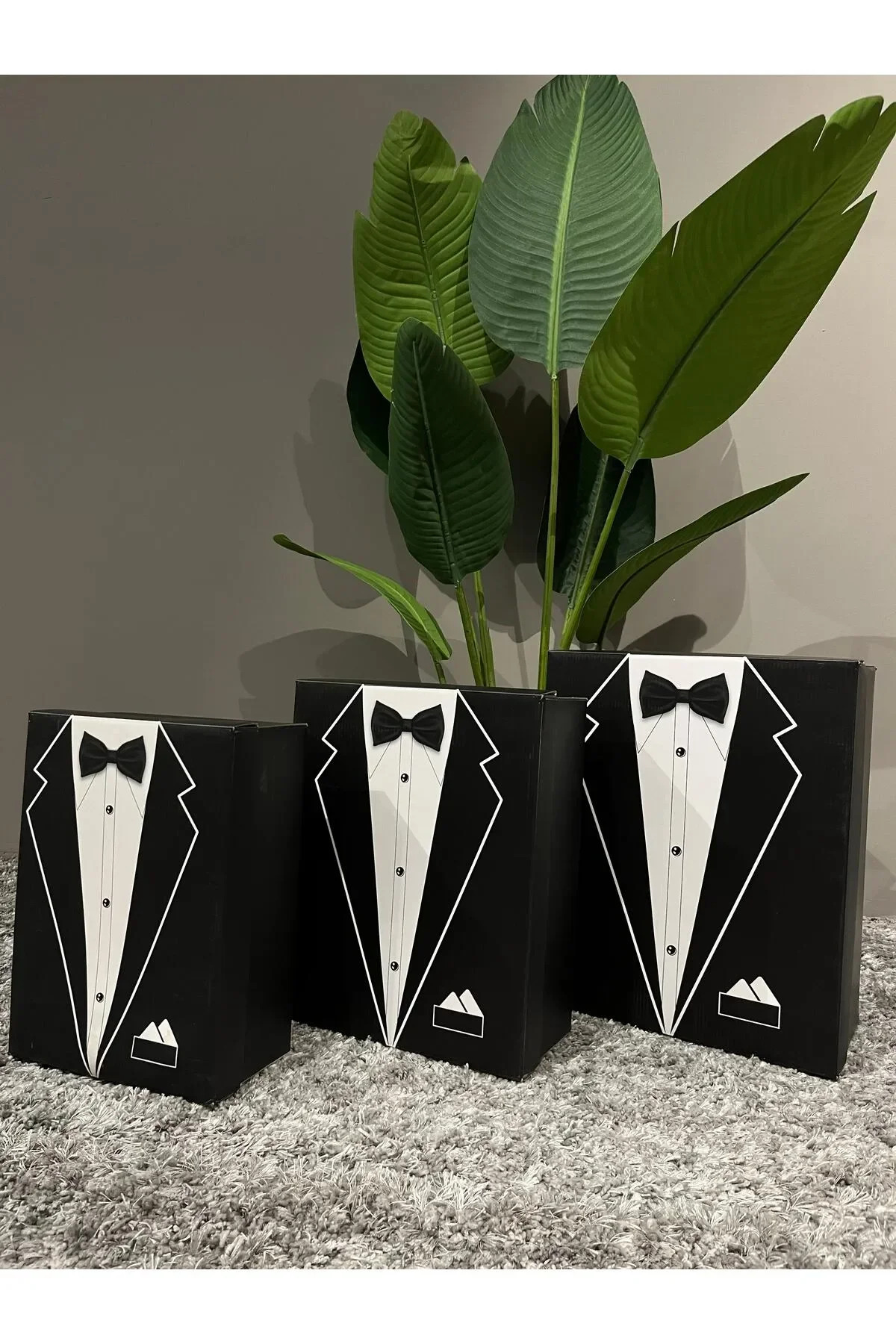 CREARTHOME 3 Lü Damat Kutusu Orta Boy Bohça Kutusu 3 Adet Orta Boy Kutu Çeyiz Damat Bohça Kutusu  34x28x13cm