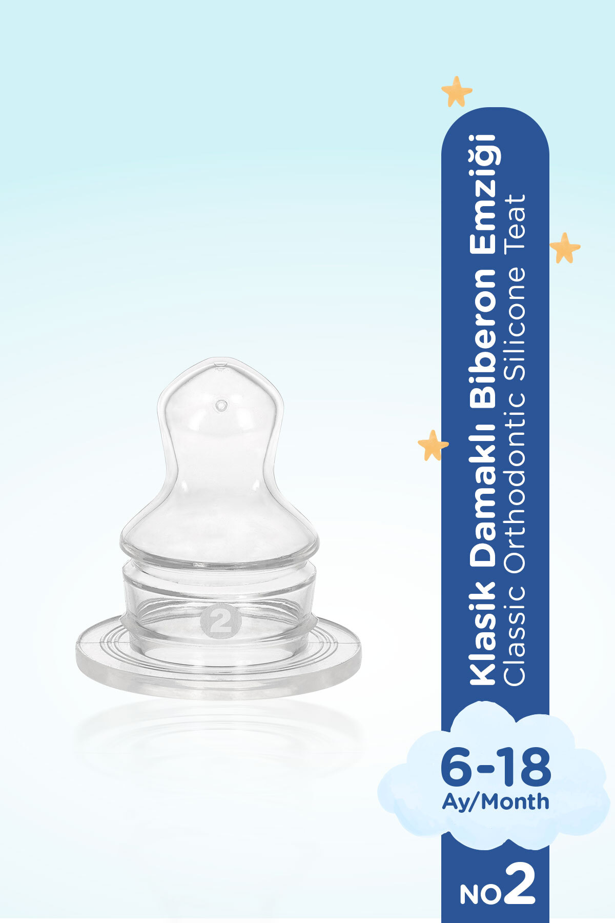 Wee Baby Damaklı Silikon Biberon Emziği Normal Akış No:2 6-18 Ay fotoğrafı 2 (önizleme)