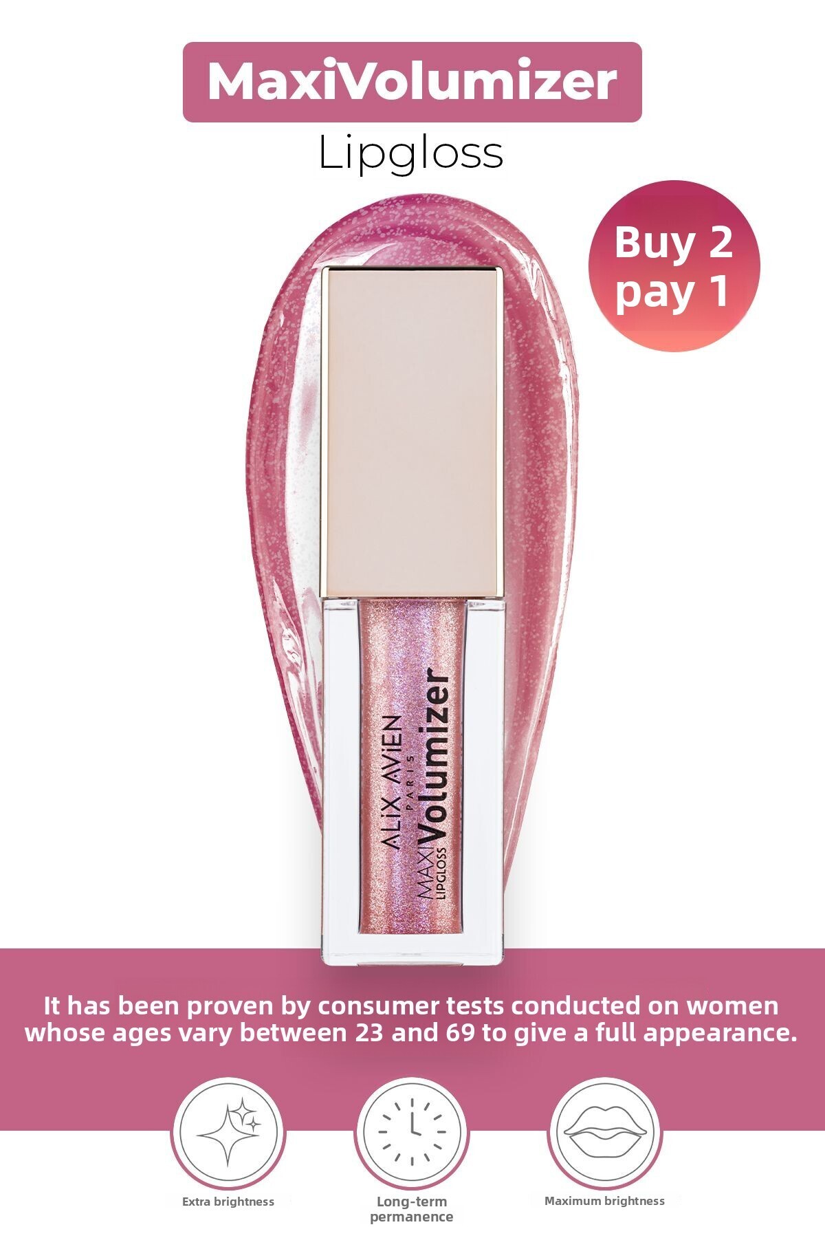 Alix Avien-Maxivolumizer Lipgloss 207 - Rosy Violet - Lasting and Moisturizing Lipstick - Plumping Effect 1