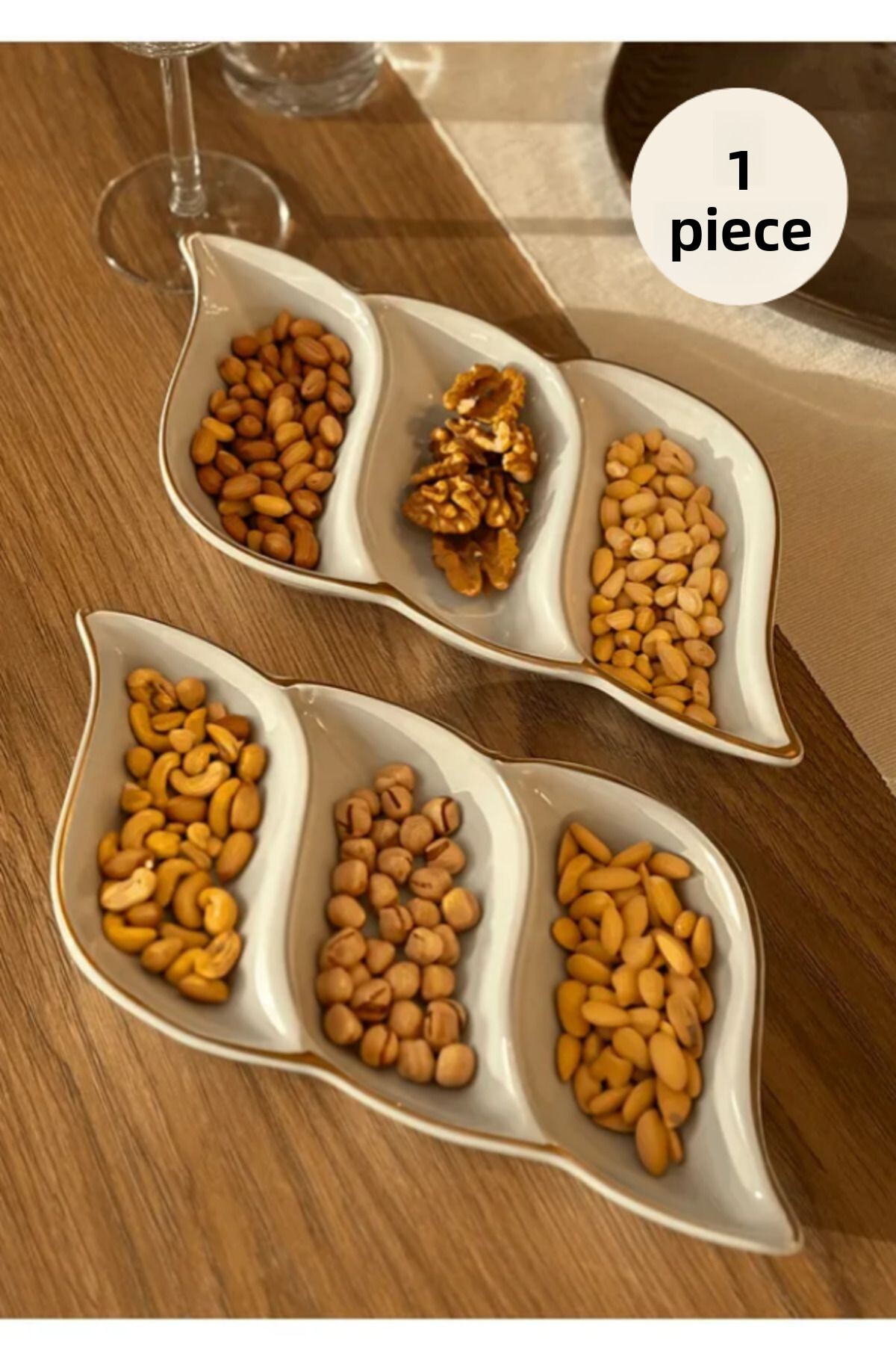 وعاء للوجبات الخفيفة مكون من 3 أقسام مطلي بالذهب،...