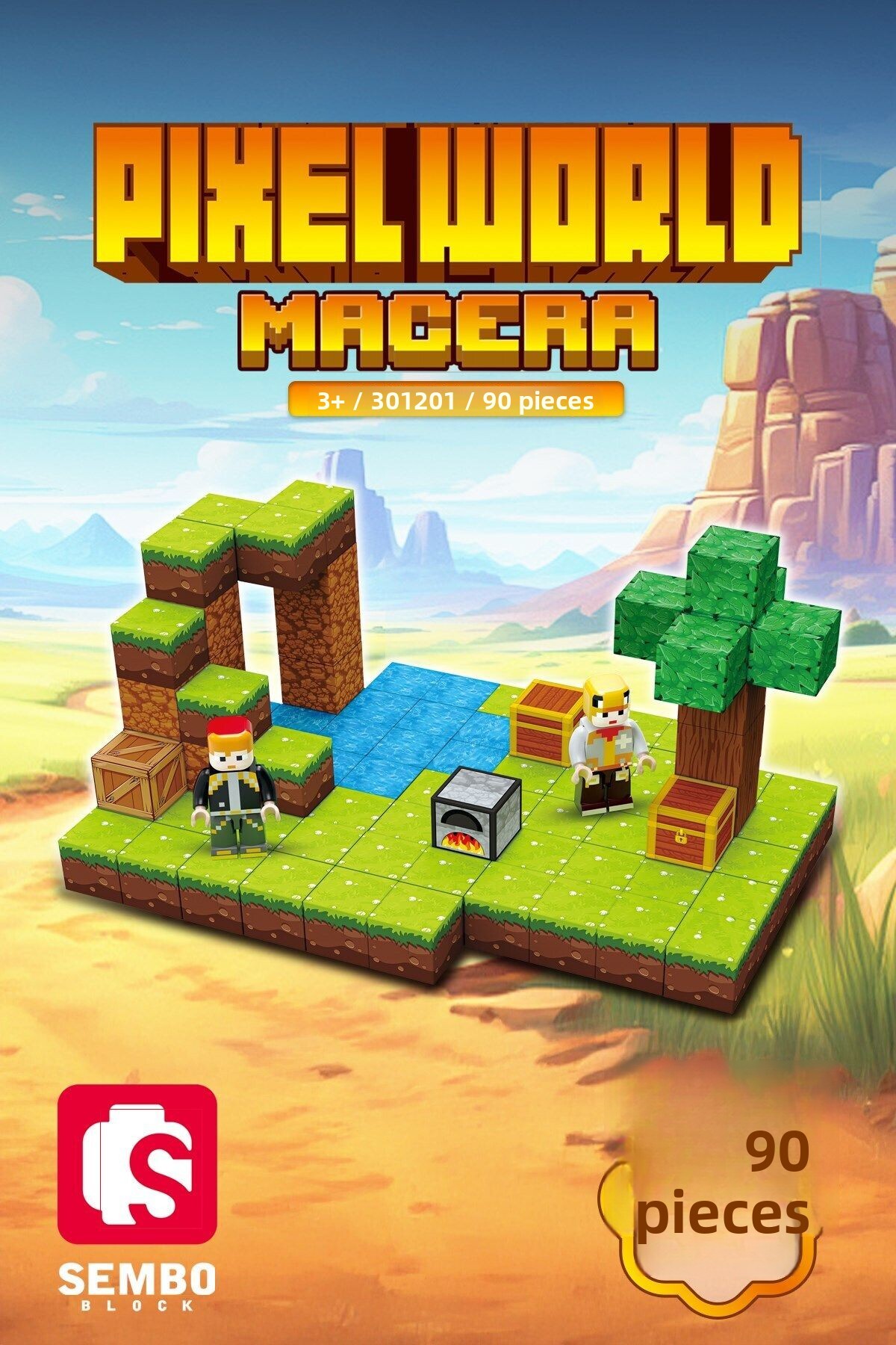 مجموعه مکعب‌های مغناطیسی ساختنی پیکسل‌ورلد ادونچر – ۹۰ تکه