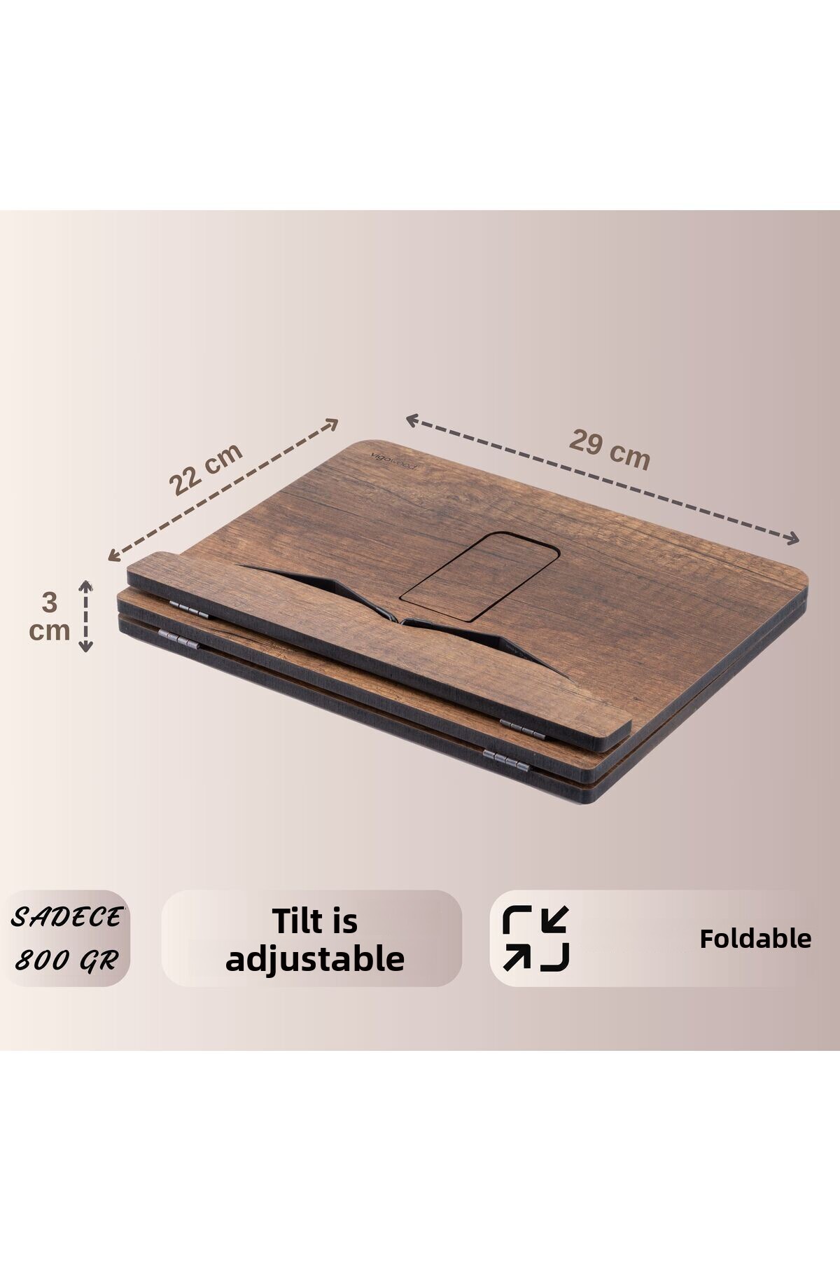 Vigo Wood-حامل قراءة الكتب طاولة القراءة حامل كتب الطبخ طاولة قراءة الكتب الخشبية طاولة قراءة القرآن الكريم 4
