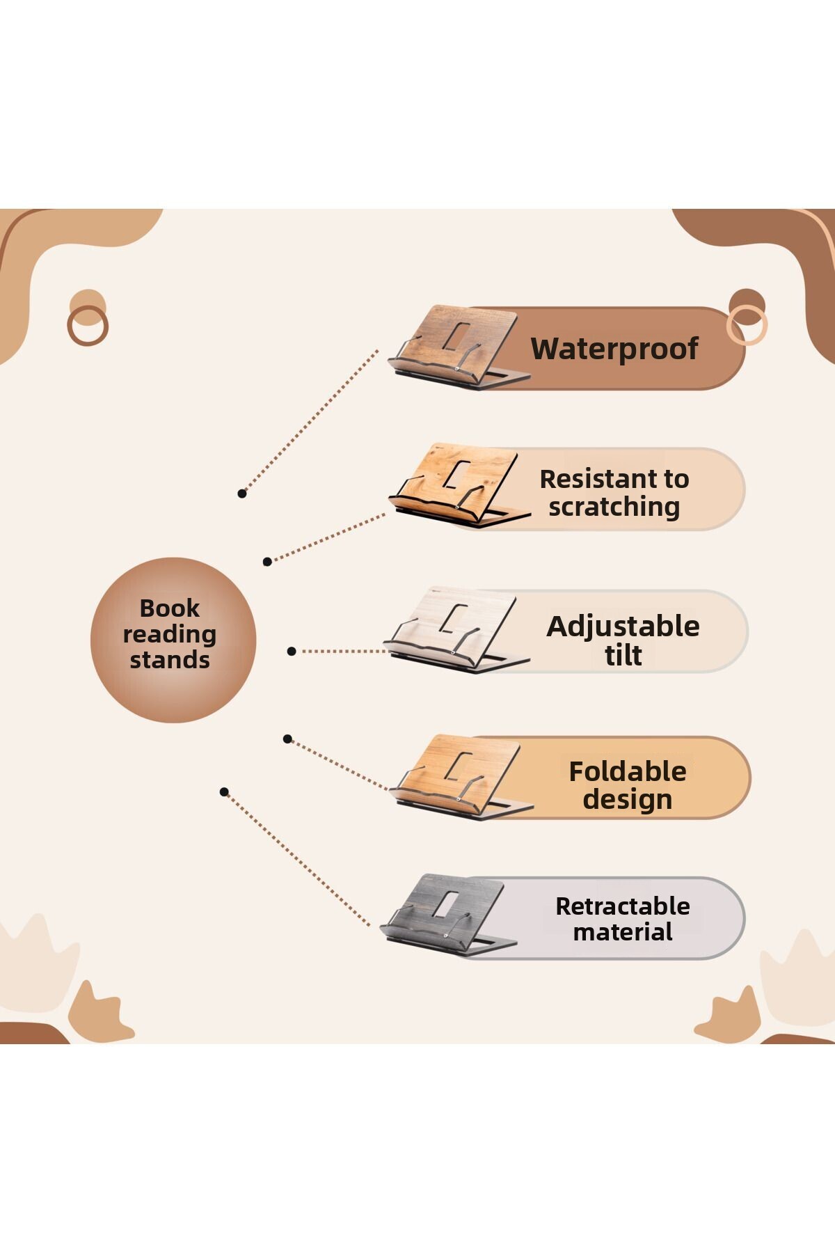 Vigo Wood-حامل قراءة الكتب طاولة القراءة حامل كتب الطبخ طاولة قراءة الكتب الخشبية طاولة قراءة القرآن الكريم 7
