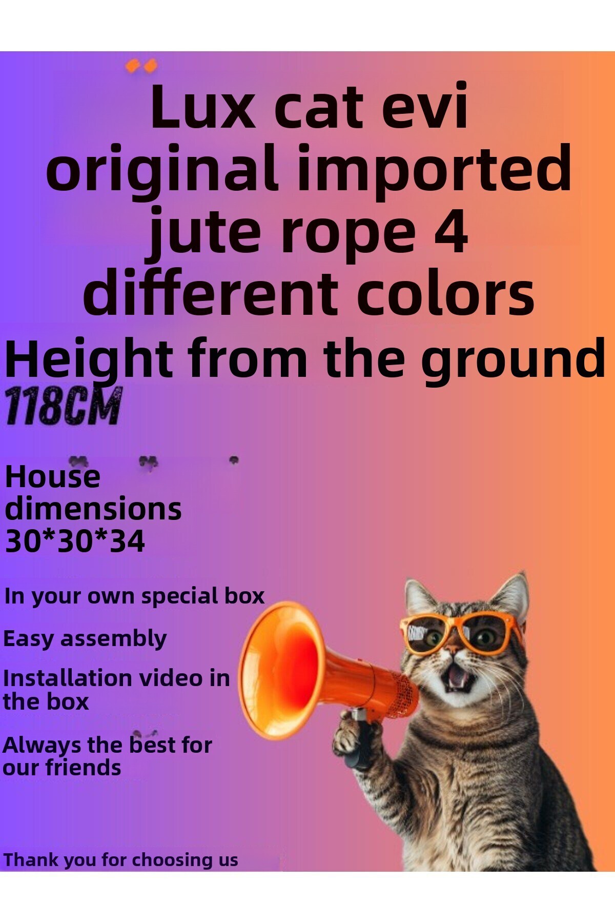 SENNEDİLERSEN-Luxury Cat Scratching Platform with Three-Layer Slots and Cat Play House 4