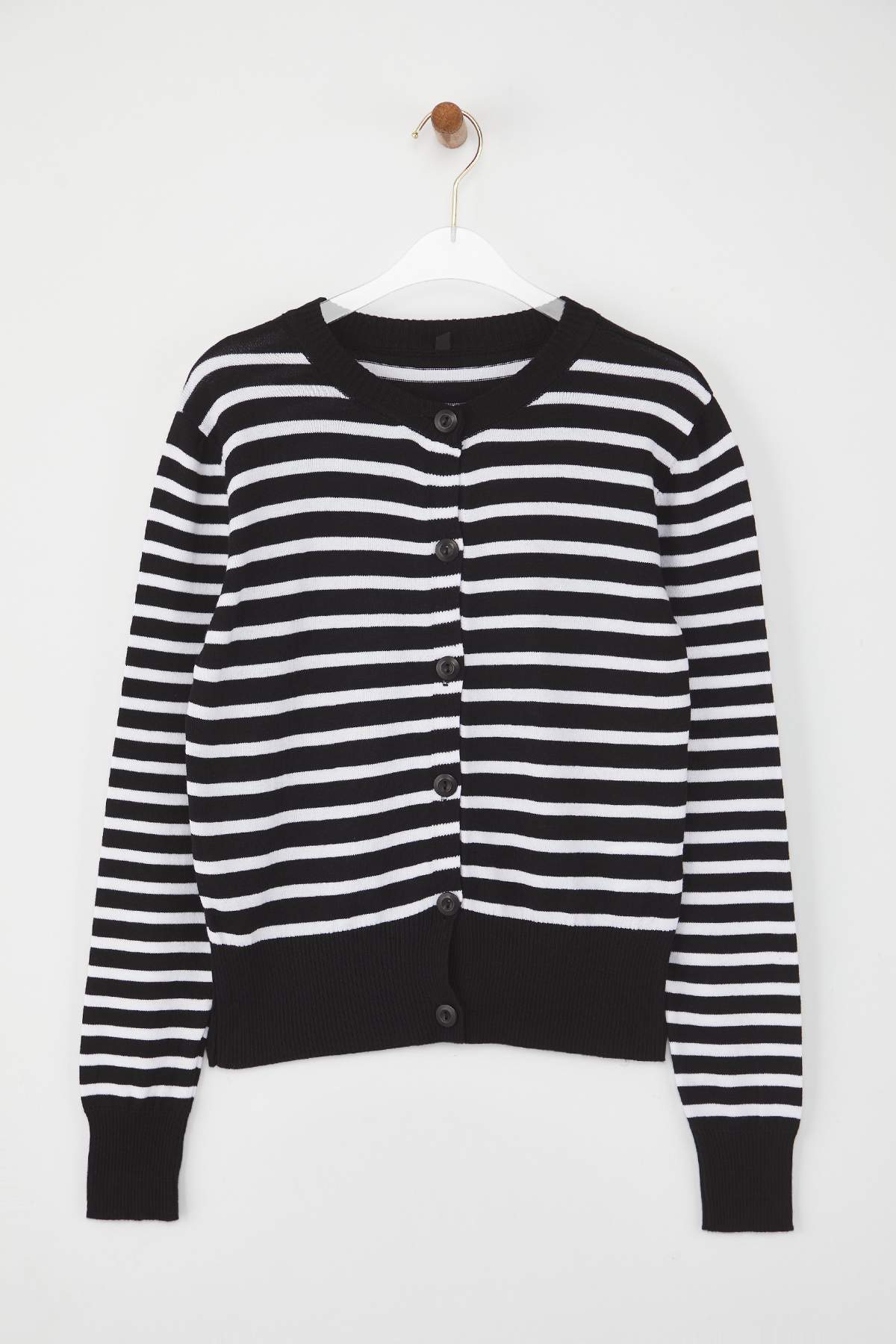 Trendyolmilla  Siyah Pamuk Karışımlı Basic Triko Hırka TWOAW26HI00187 - Görsel 5