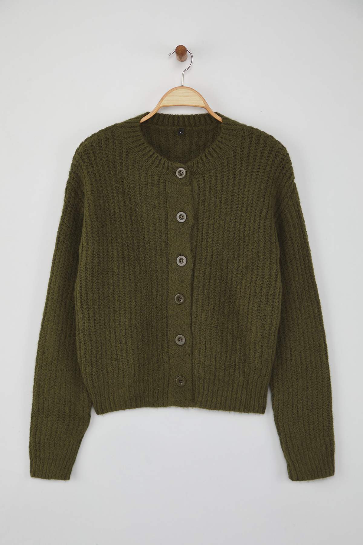 Trendyolmilla  Wardrobe Essentials Haki Yumuşak Dokulu Basic Triko Hırka | TWOAW26HI00204 - Görsel 5