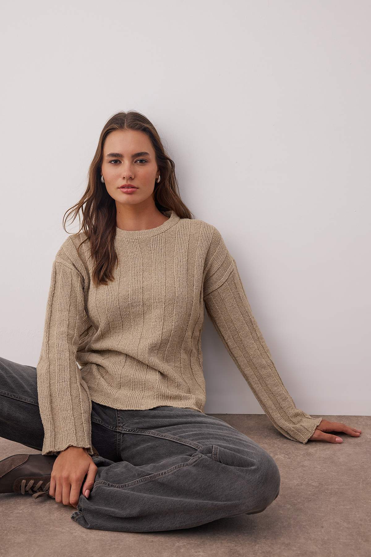 Trendyolmilla More Sustainable Taş Pamuklu Triko Kazak TWOAW26KZ00119