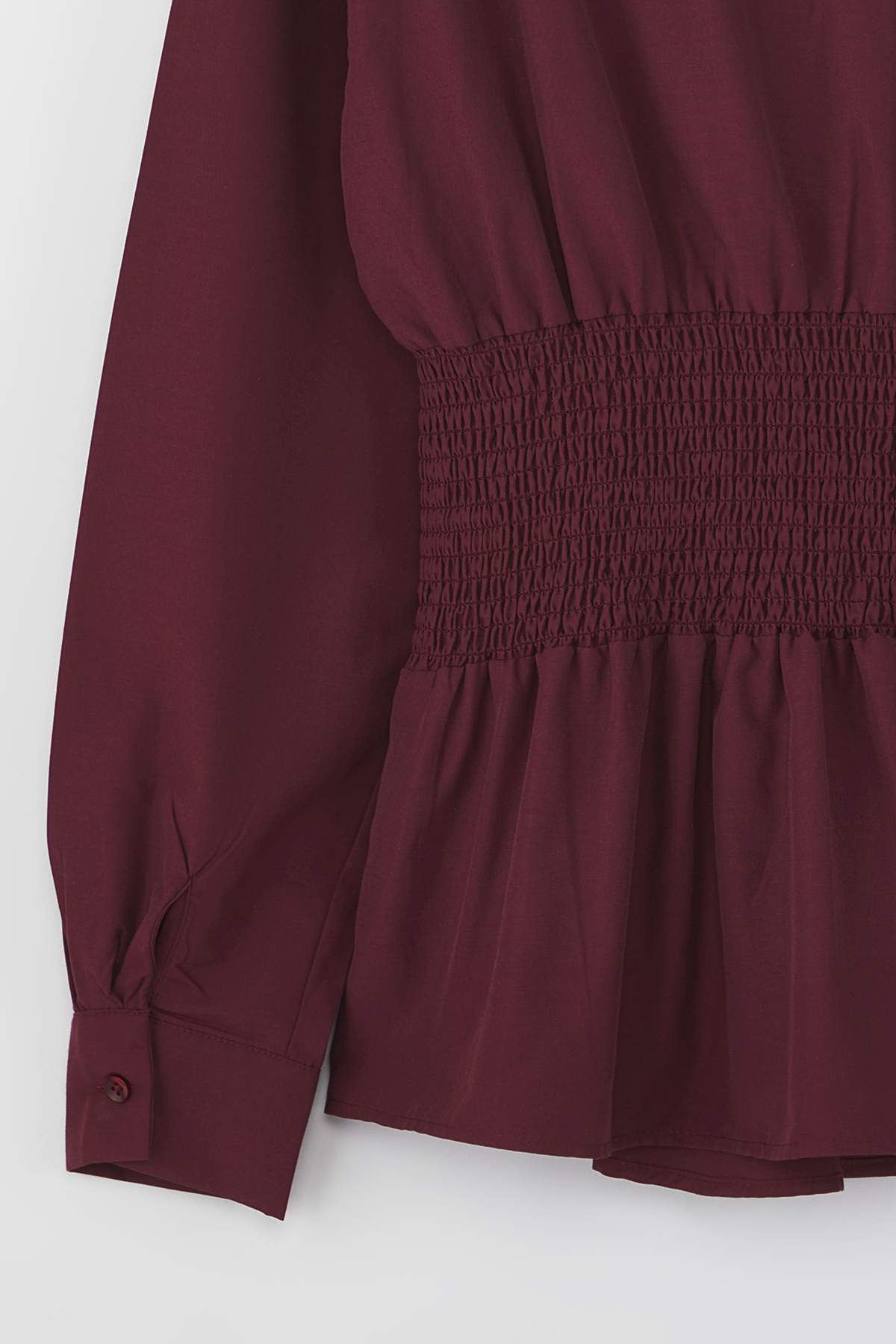 Trendyolmilla  Bordo Bele Oturan Gipe Detaylı Gömlek TWOAW26GO00008 - Görsel 6