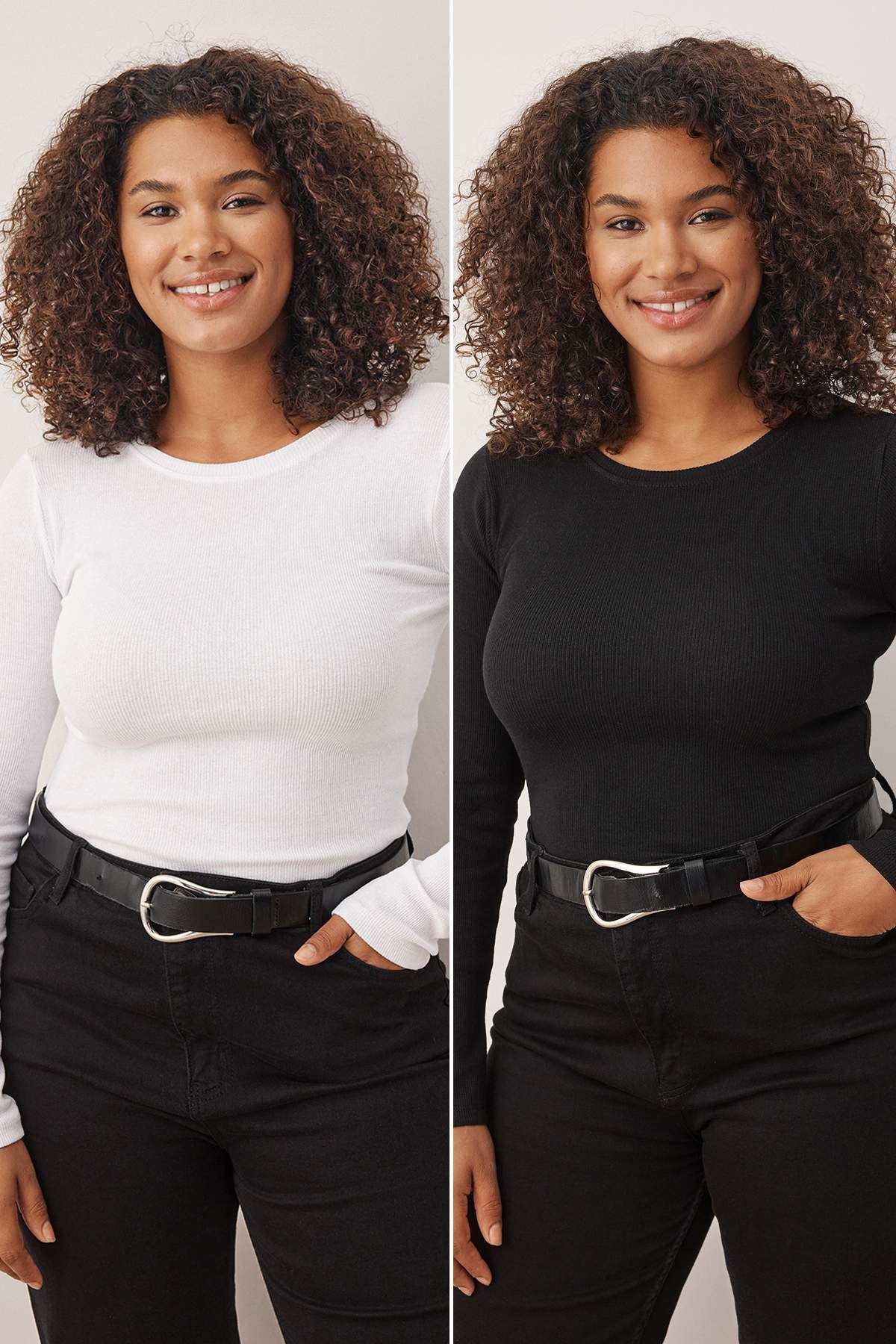 Trendyol Curve Schwarz-weiße 2er-Packung Crop Camisole Strickbluse in Übergröße TBBAW26AF00055