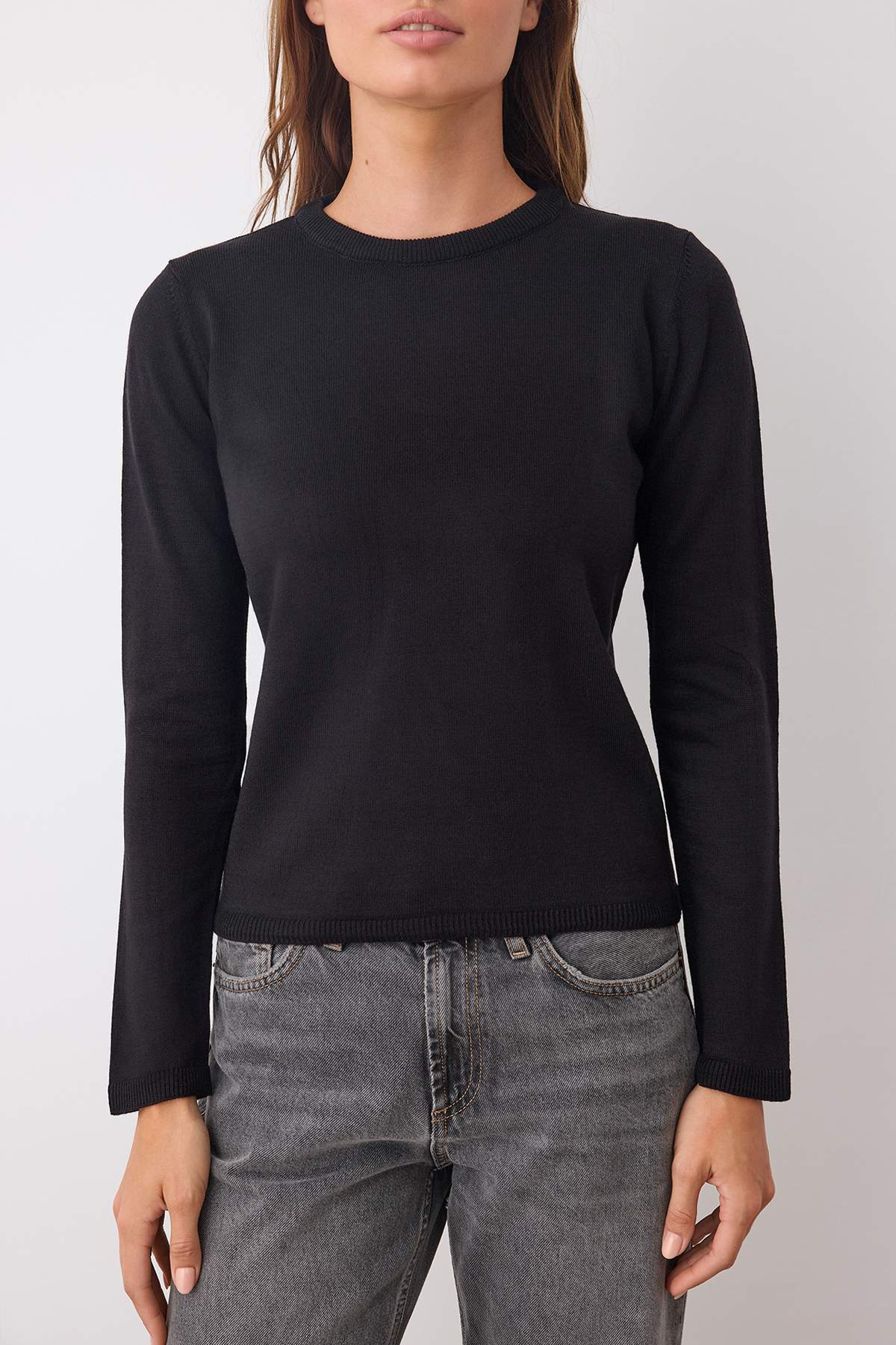 Trendyolmilla  Ekru-Siyah Bisiklet Yaka İkili Paket Triko Kazak TWOAW26KZ00189 - Görsel 6